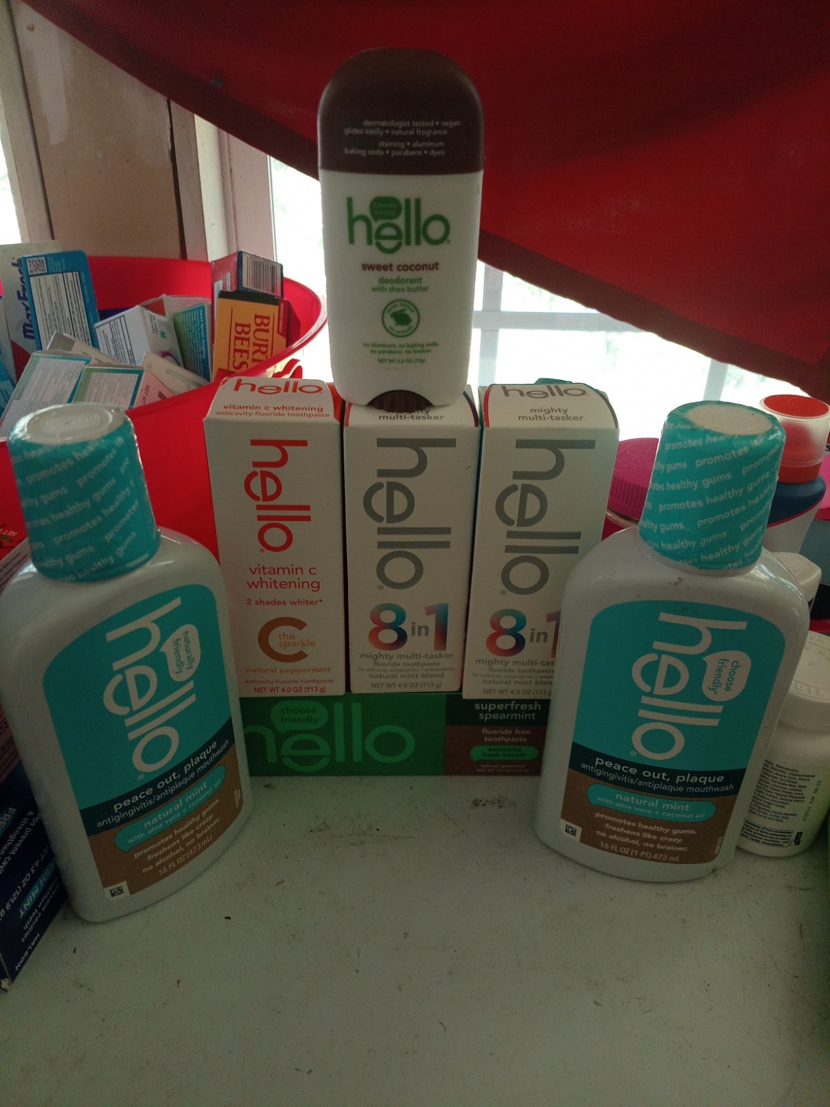 Lot Of 7 HELLO toothpaste Variety, Natural Mint Mouthwash & Sweet Coconut Deo