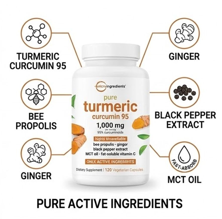 Micro Ingredients Turmeric Curcumin 95 2-Pack 1000mg Black Pepper 240 Capsules
