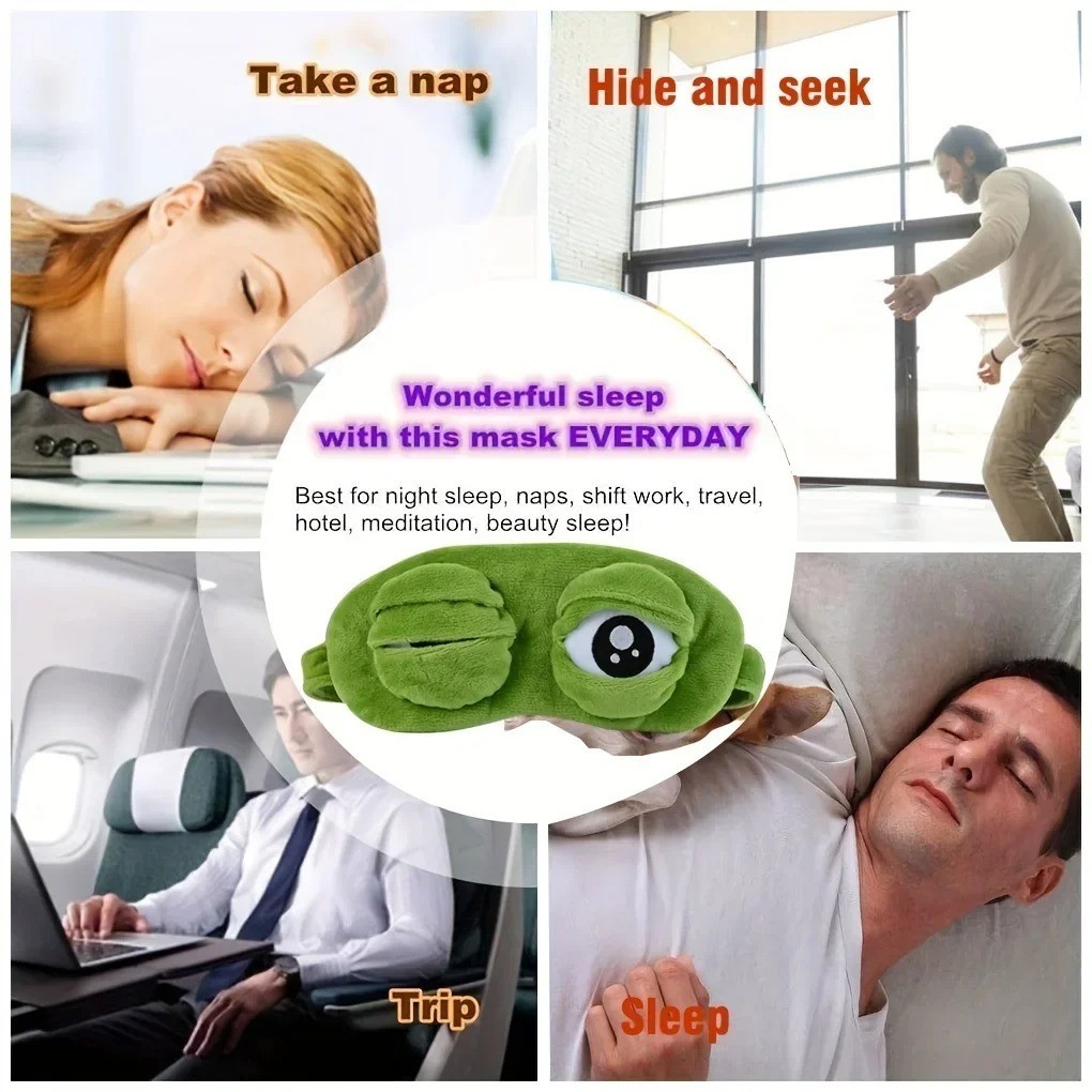 3D-Sad Frog Sleep Mask Natural Sleeping Eyeshade Cover Shade Eye Patch Women Men