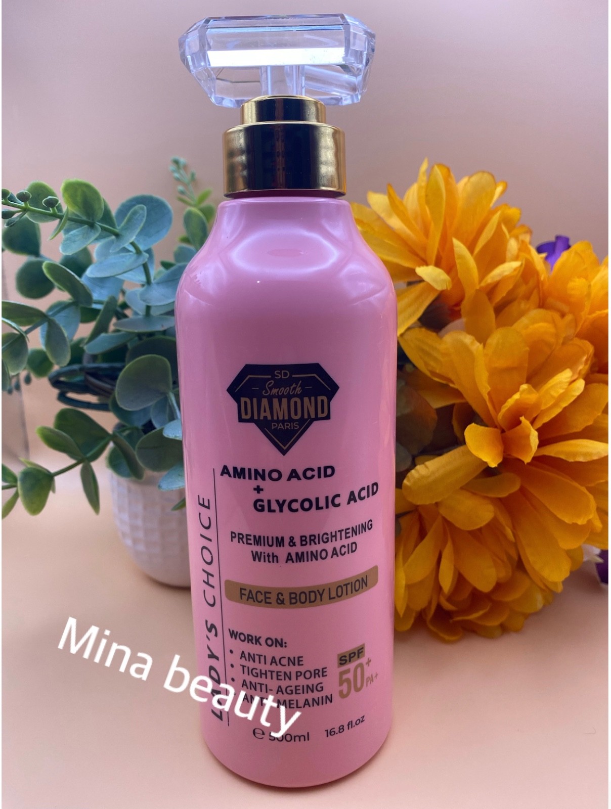 Smooth Diamond Paris Amino Acid +Glycolic Acid Premium Face & Body Lotion SPF50