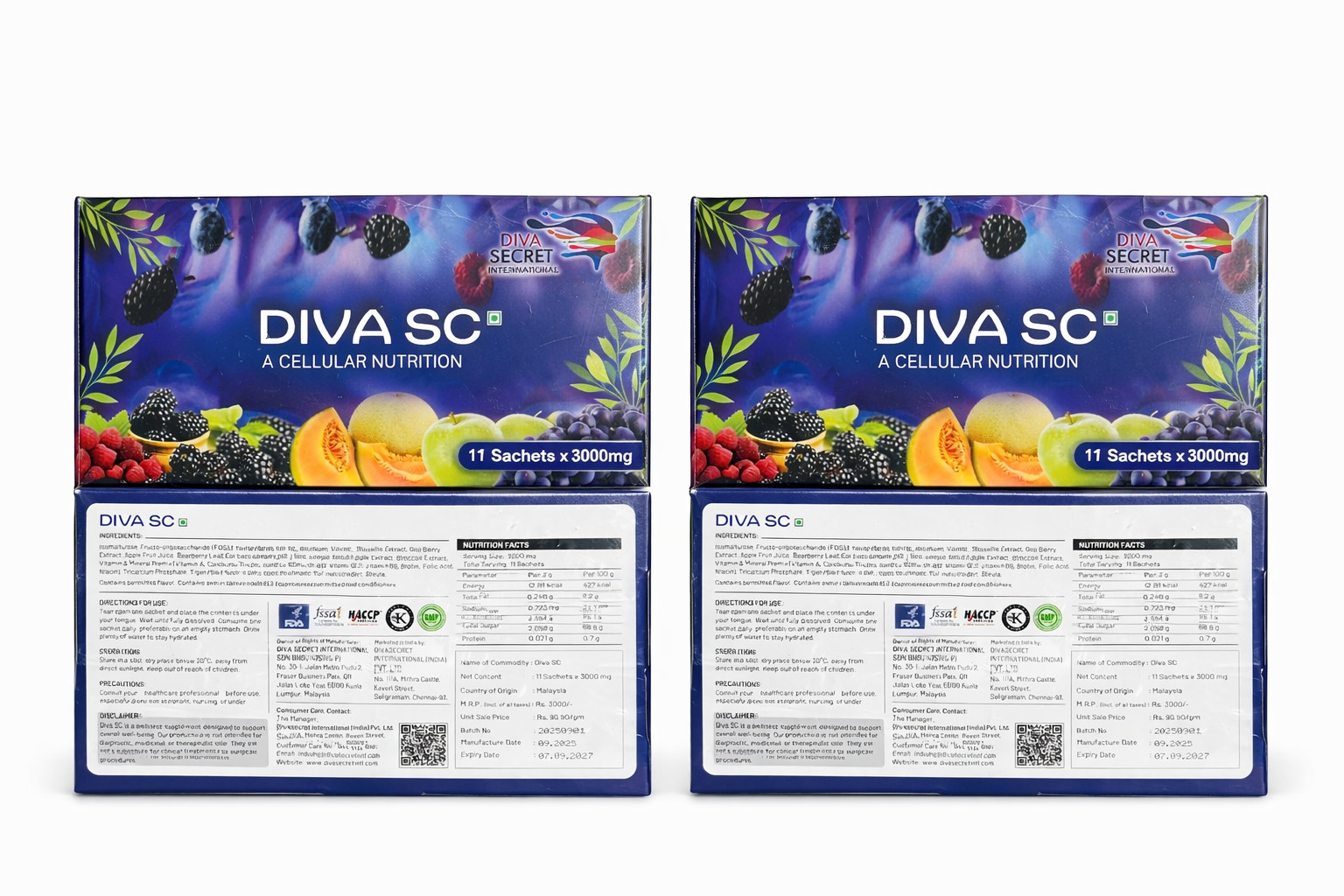 diva sc a cellular nutrition pack of 5 contain 55 sachet 3000mg made in malaysia