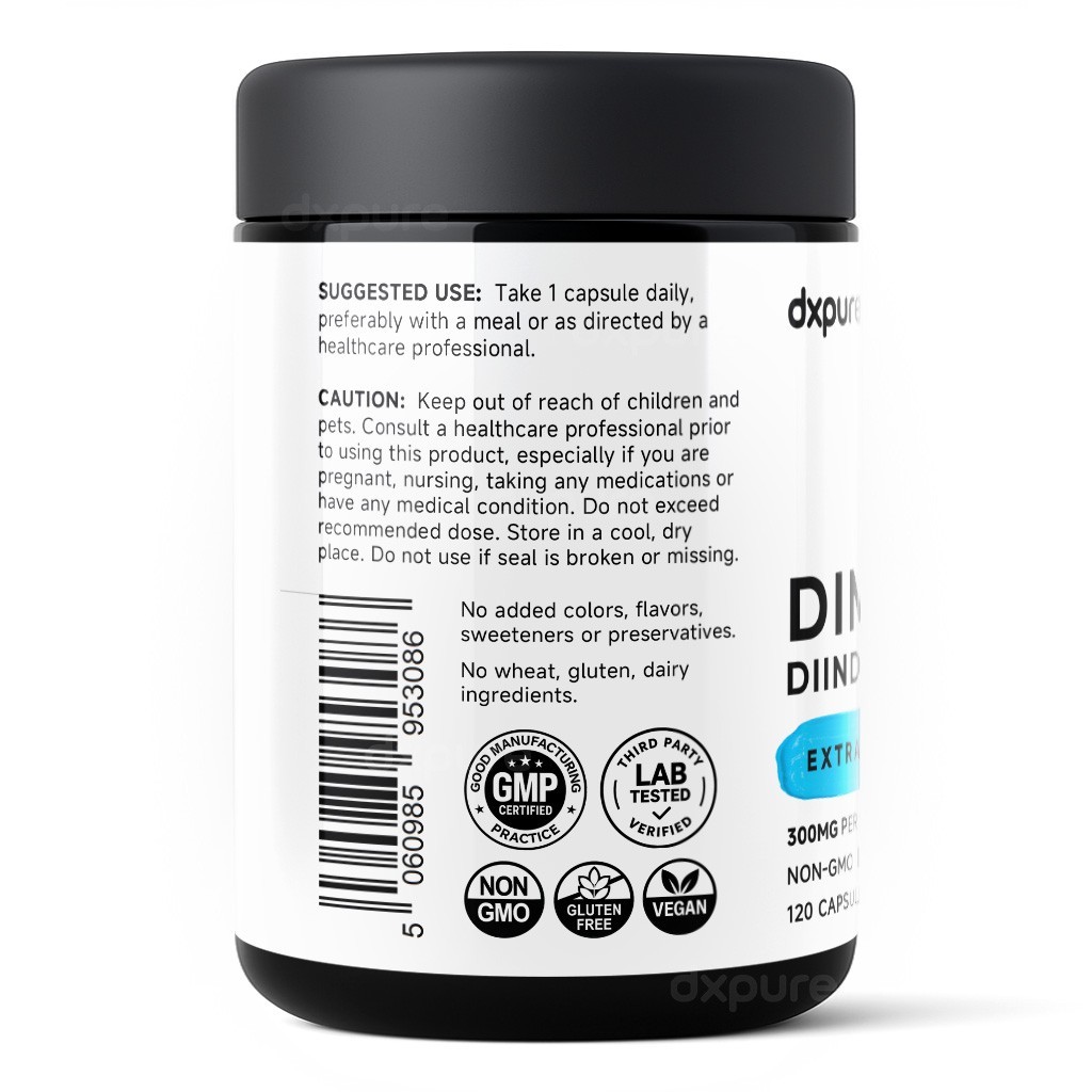 DIM (Diindolylmethane) 300mg Supplement – 120 Capsules – Gluten Free Non-GMO
