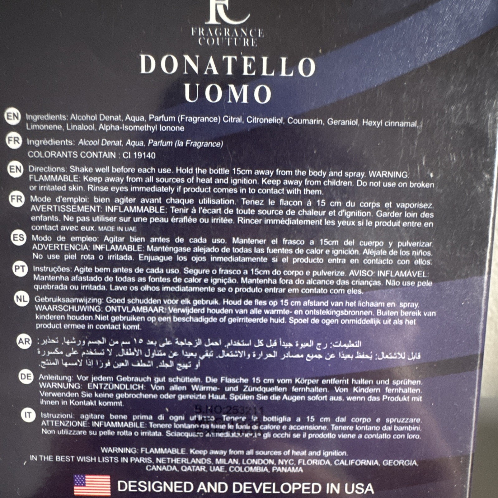 Fragrance Gallery Donatello Uomo for Men Eau de Parfum Spray 3.4 fl oz