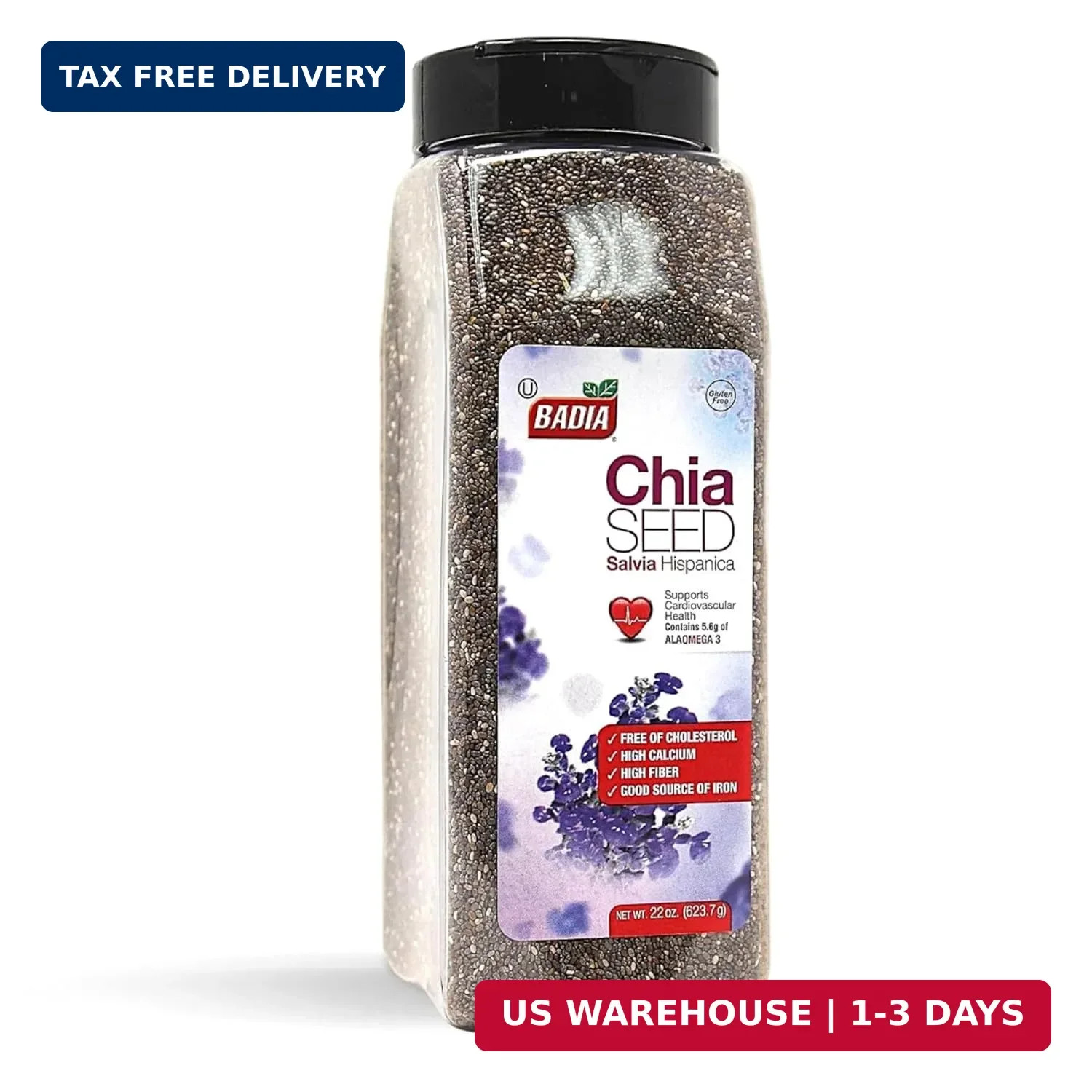 Badia Chia Seed, 22 oz – High Fiber, Omega-3, Protein, Energy Boost – Smoothies,