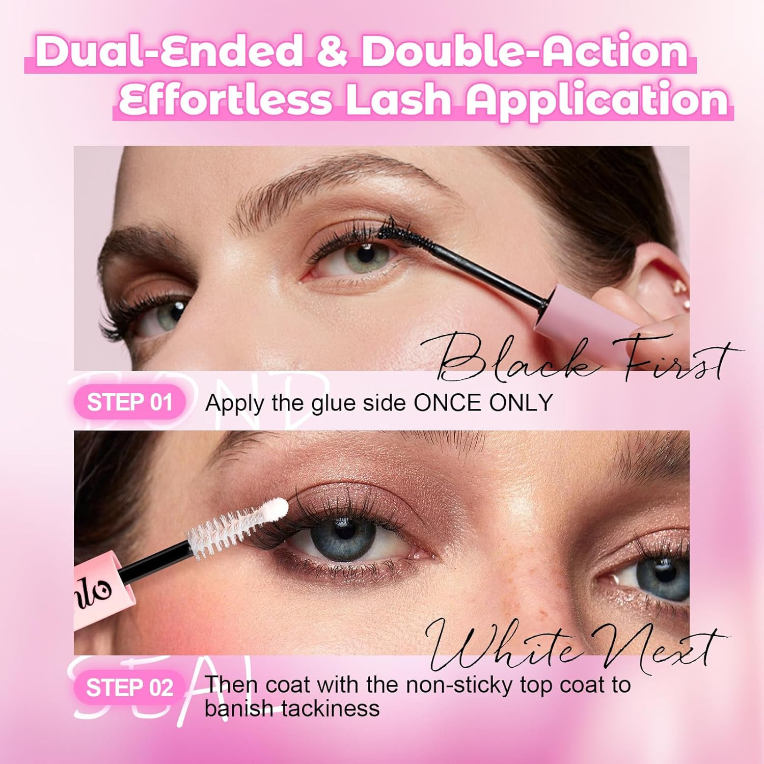Azenlo 2-Pack Cluster Lash Bond and Seal Glue – Dual-Ended Waterproof Latex-Free