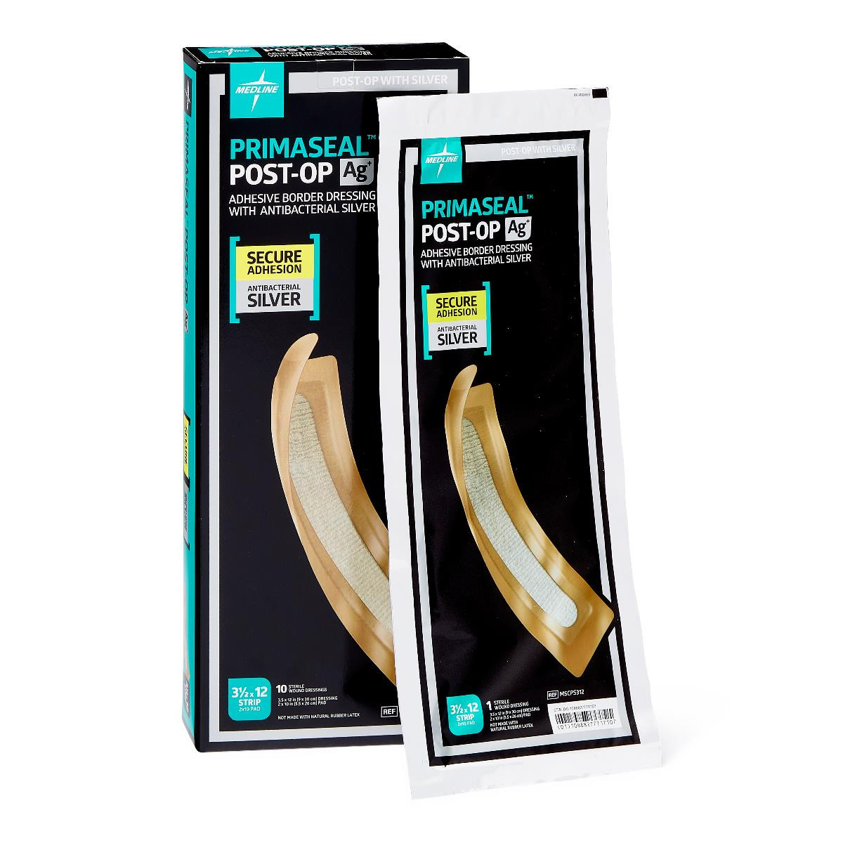 Medline, PrimaSeal Post-Operation Dressing with Ag+ | 3.5″ x 12″, 10 EA/BX