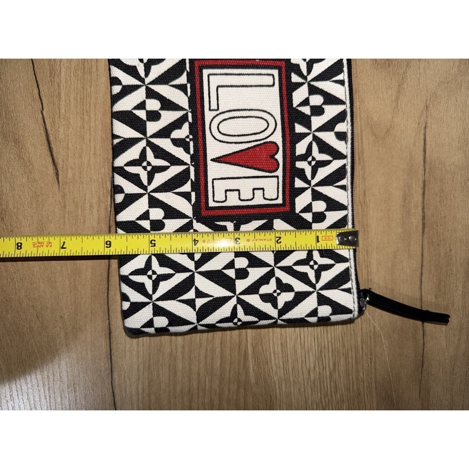 Brighton Canvas Zippered Pouch LOVE Black White Red Makeup Bag or Pencil Case P