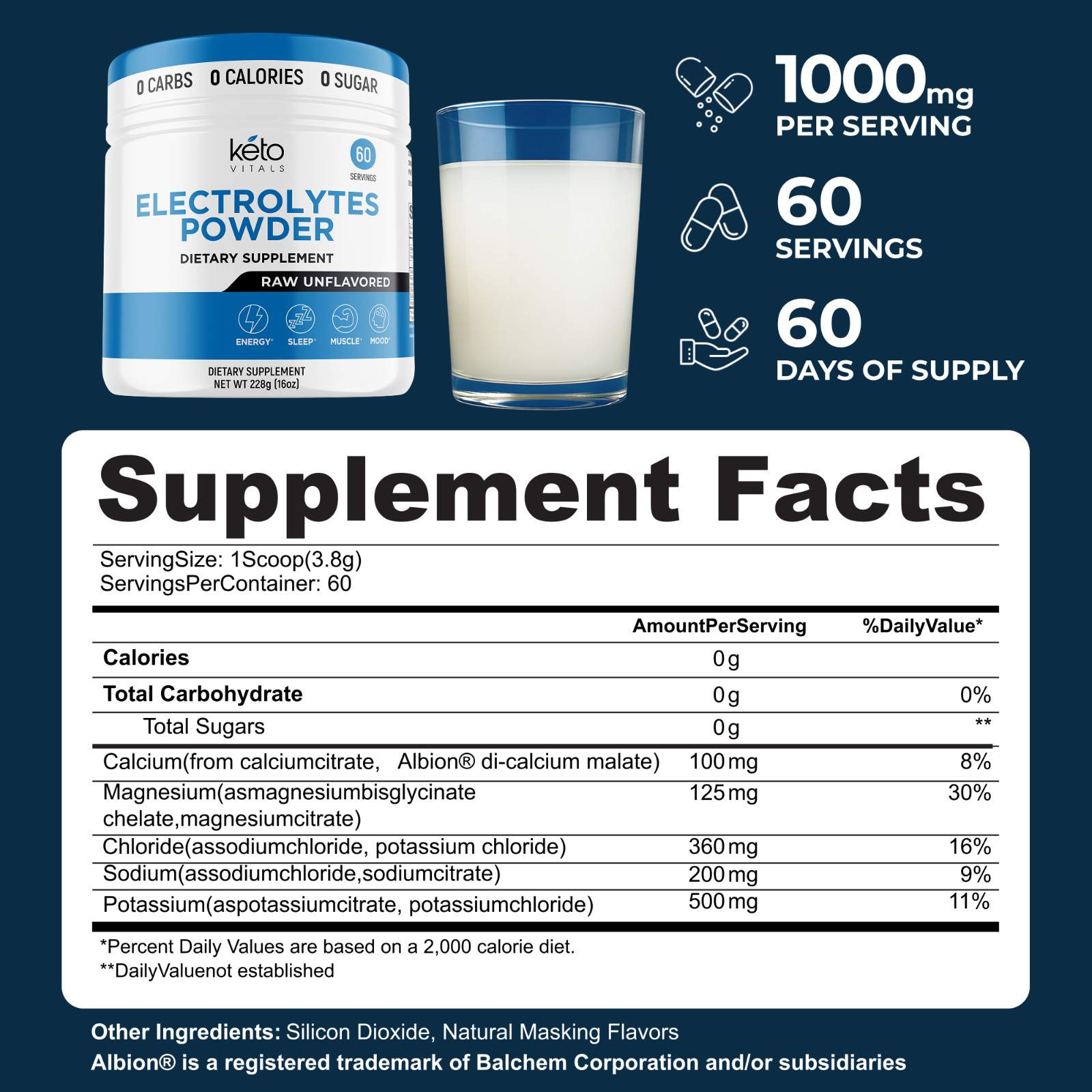 Keto Vitals Unflavored Electrolyte Powder