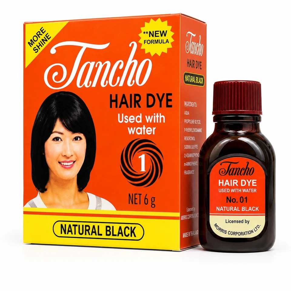 Tancho Hair Dye Powder Natural Black 6g Hair Color Coloring Powder ( X 4 )