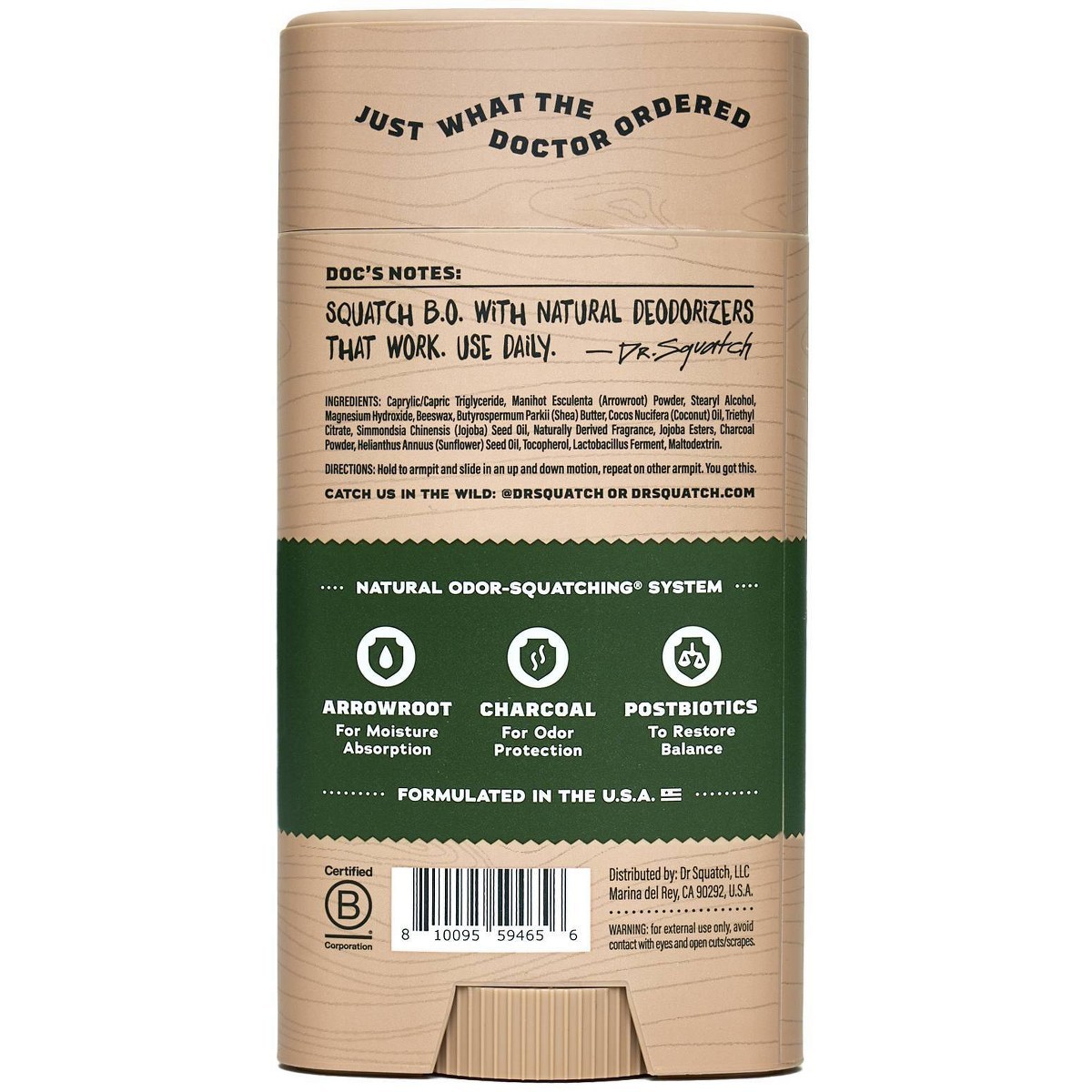 DR. SQUATCH Men’s Solid Deodorant Pine Tar – 2.65oz