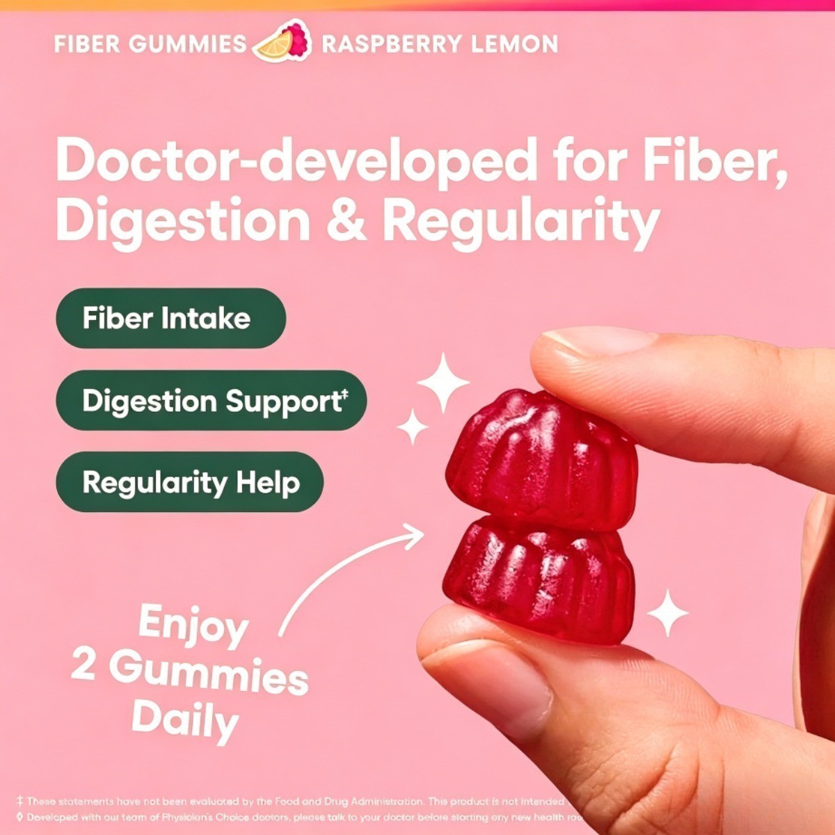 NEW Choice Fiber Gummies for Digestive Health & Regularity – Raspberry Flavor
