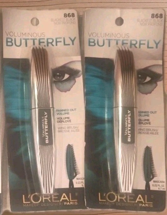 2 PACK L’Oreal Voluminous Butterfly Mascara 868 Blackest Black NEW