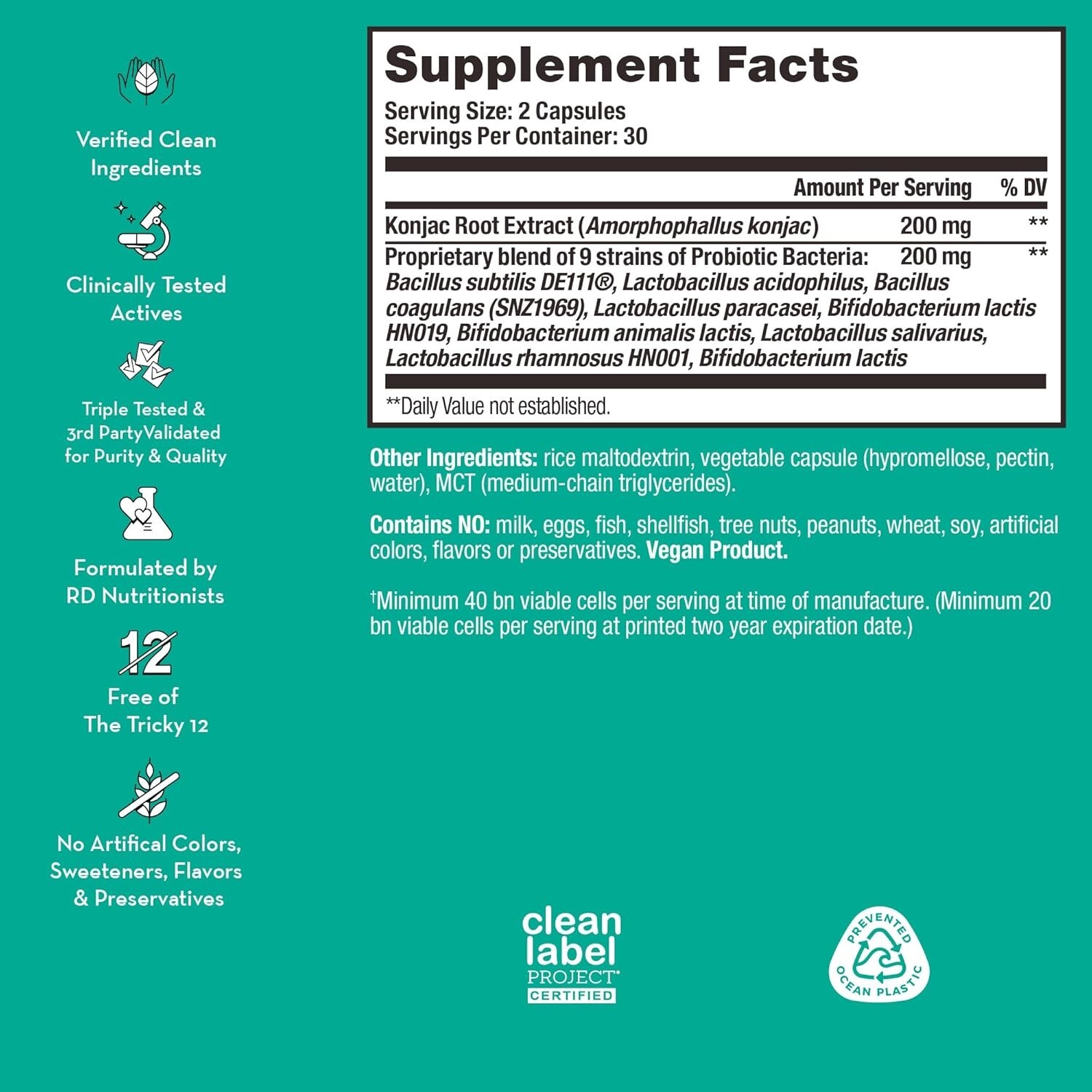 HUM Skin Squad – Probiotic Supplement for Clear Skin & Gut Health – 60-Count