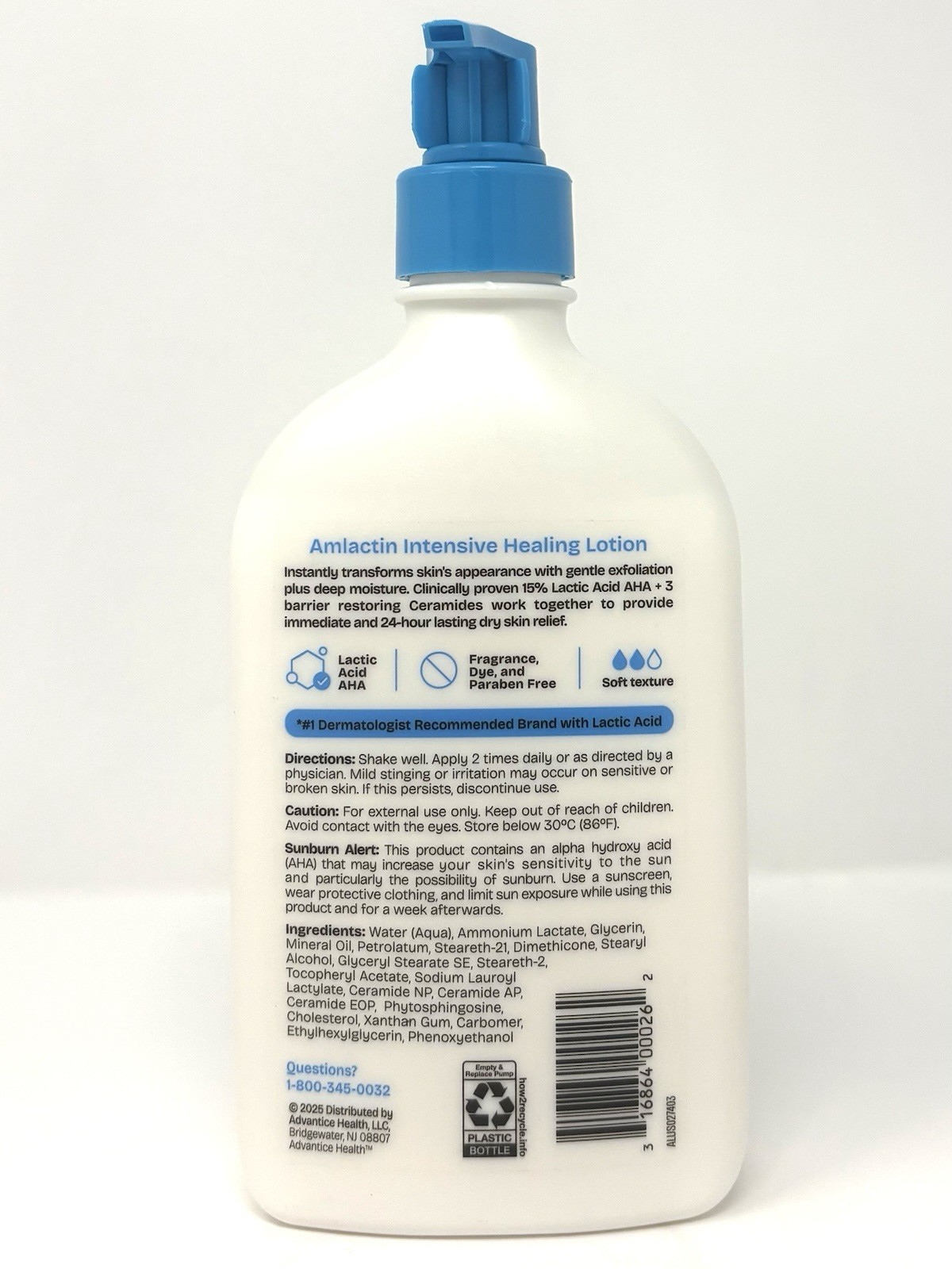 AmLactin Intensive Healing Body Lotion for Dry Skin 15% Lactic Acid 14.1oz/400g