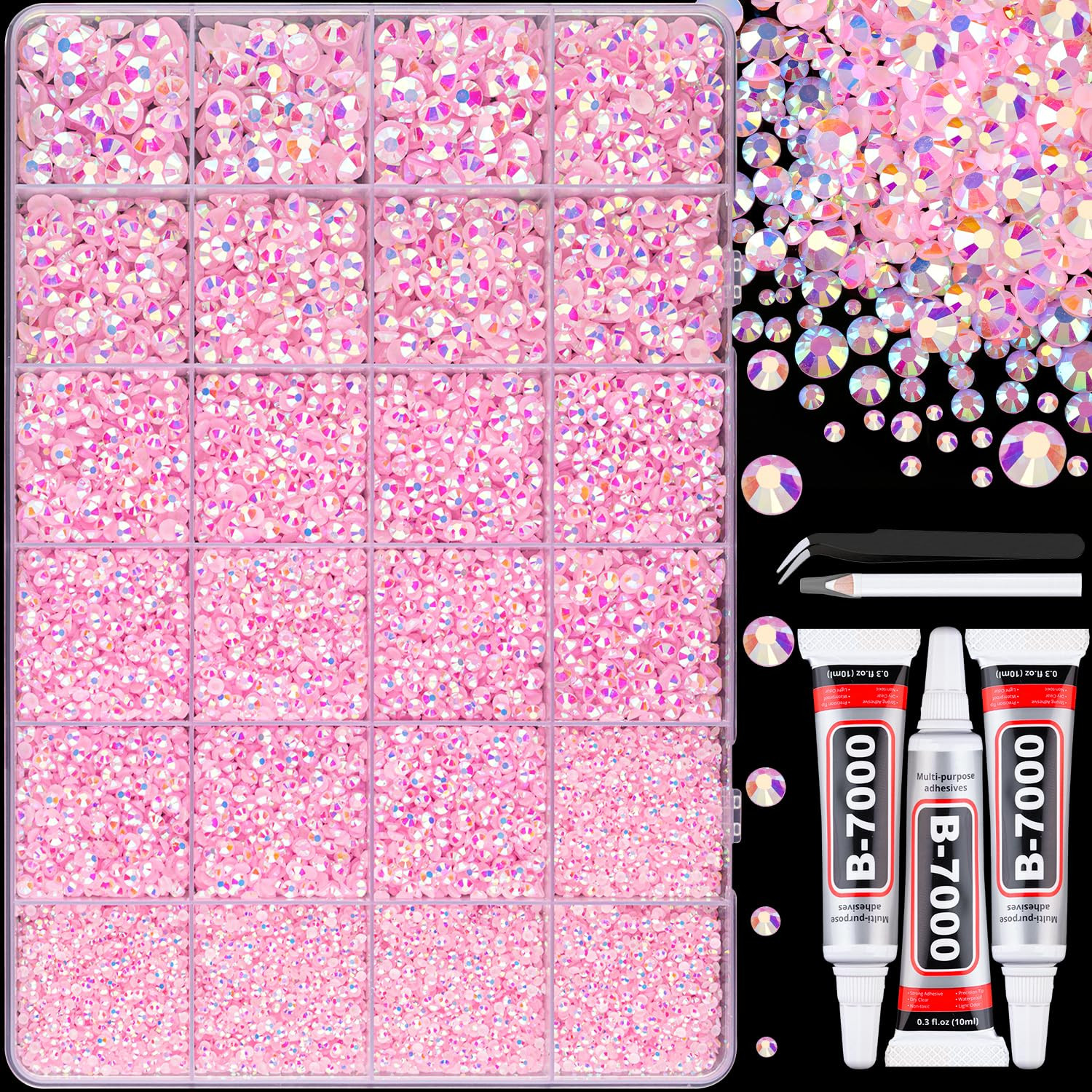 Resin Jelly Rhinestones for Crafting with B7000 Jewelry Glue, 2 Boxes White Flat