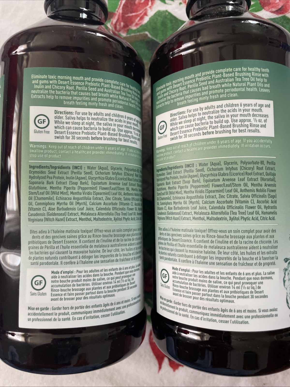 2~Prebiotic Plant-Based Brushing Rinse Mint Pure Australian Tea Tree Oil 15.8oz