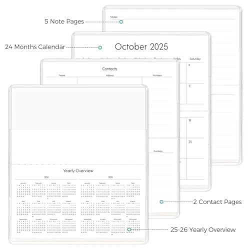 Pocket Calendar 2025-2026 for Purse, 2025-2026 Pocket Planner 24 Months Beach