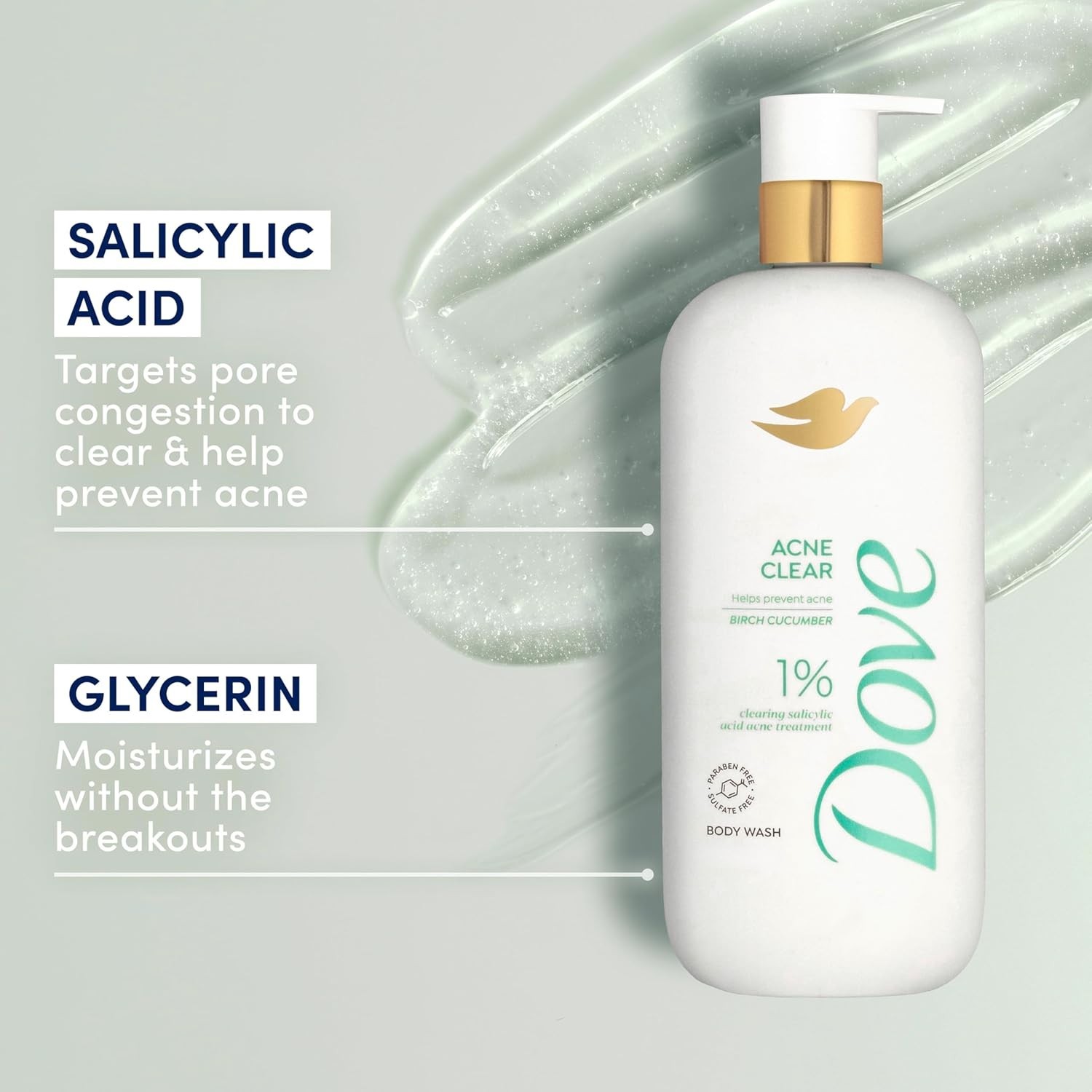Dove Serum Body Wash Acne Clear 18.5 Fl Oz (Pack of 1) B17-66