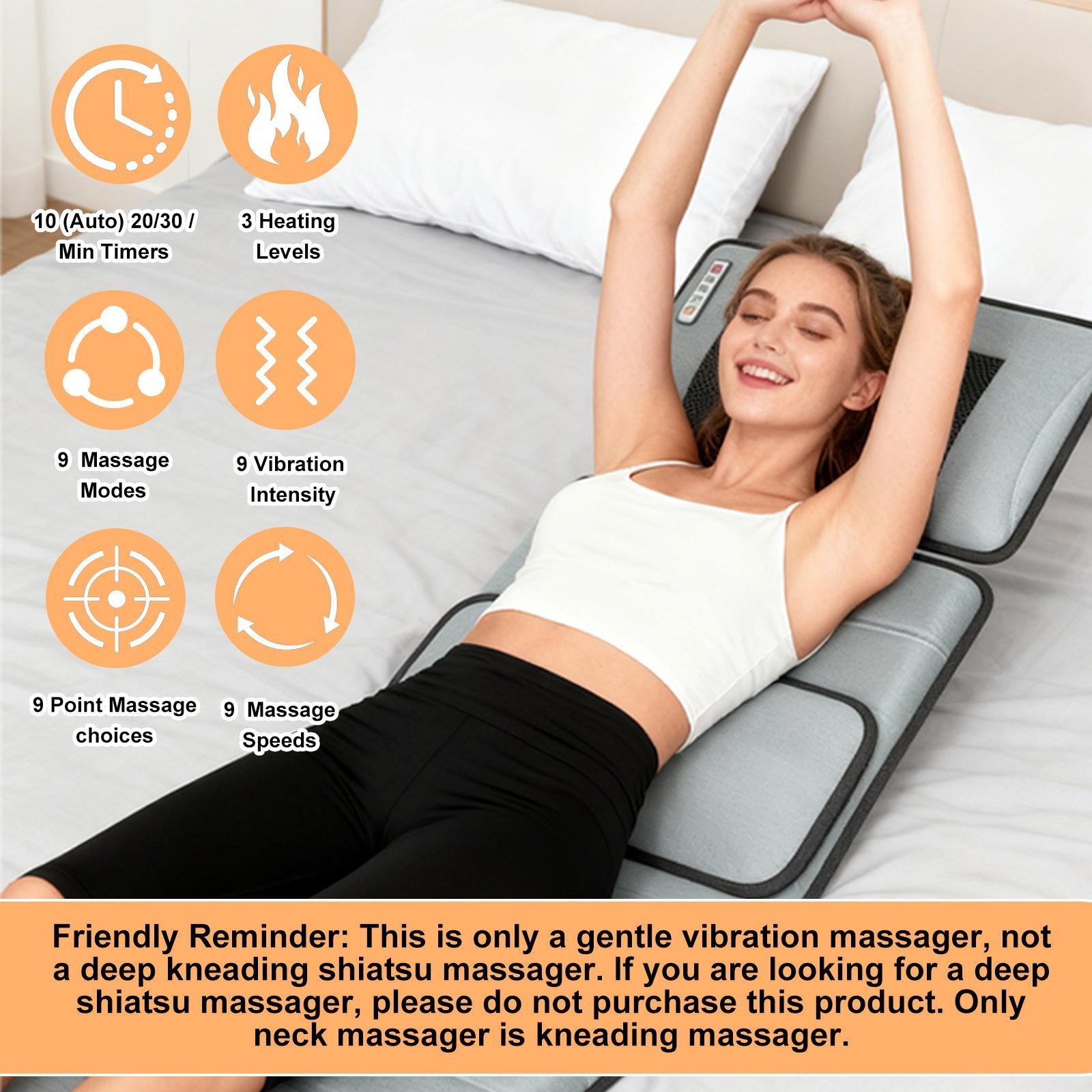 Full Body Massage Mat with Heat, Movable Shiatsu Neck Back Massager Pillow