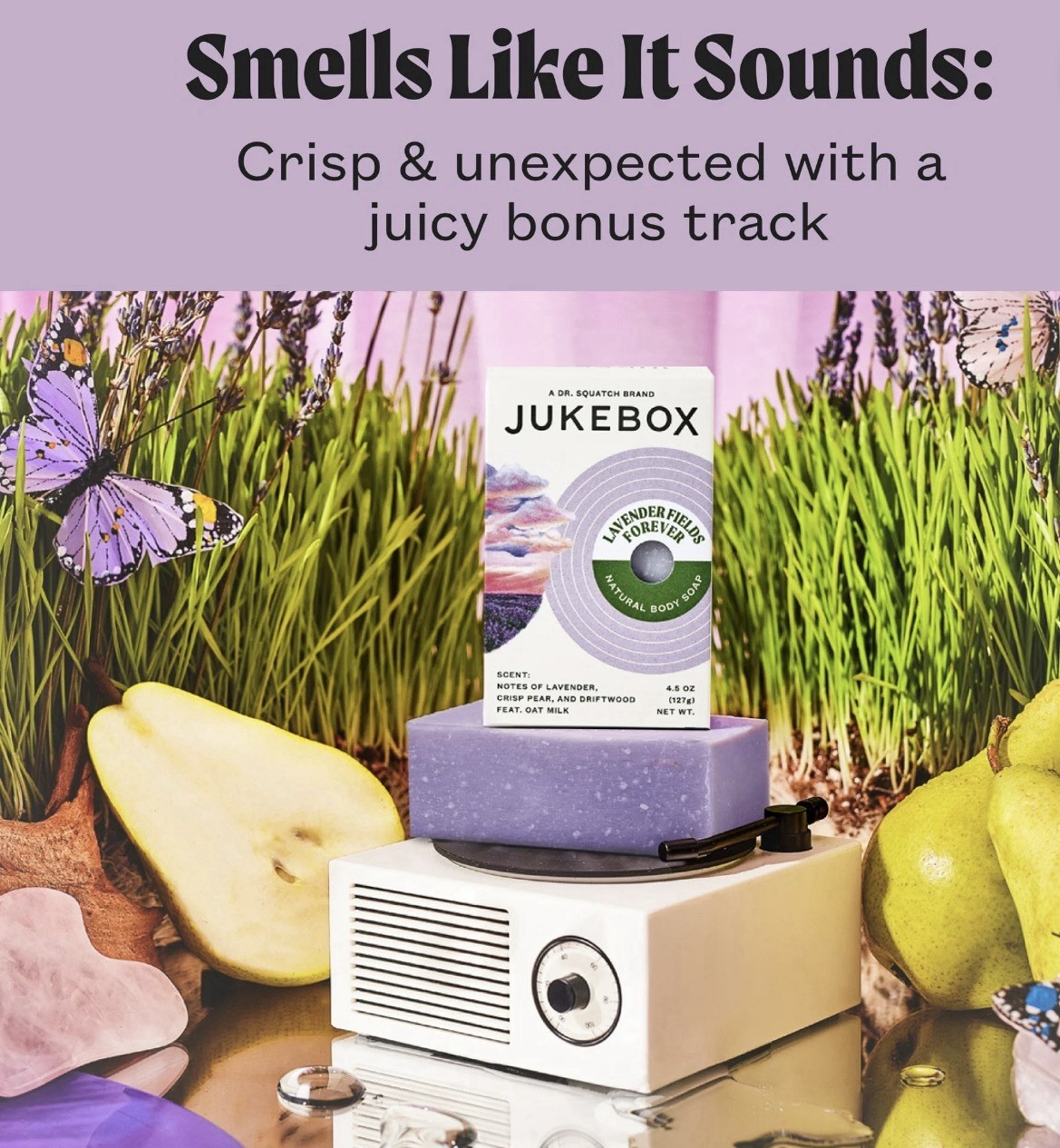 Jukebox Lavender Fields Forever Natural Bar Soap Bathroom and Bath LOT OF 4