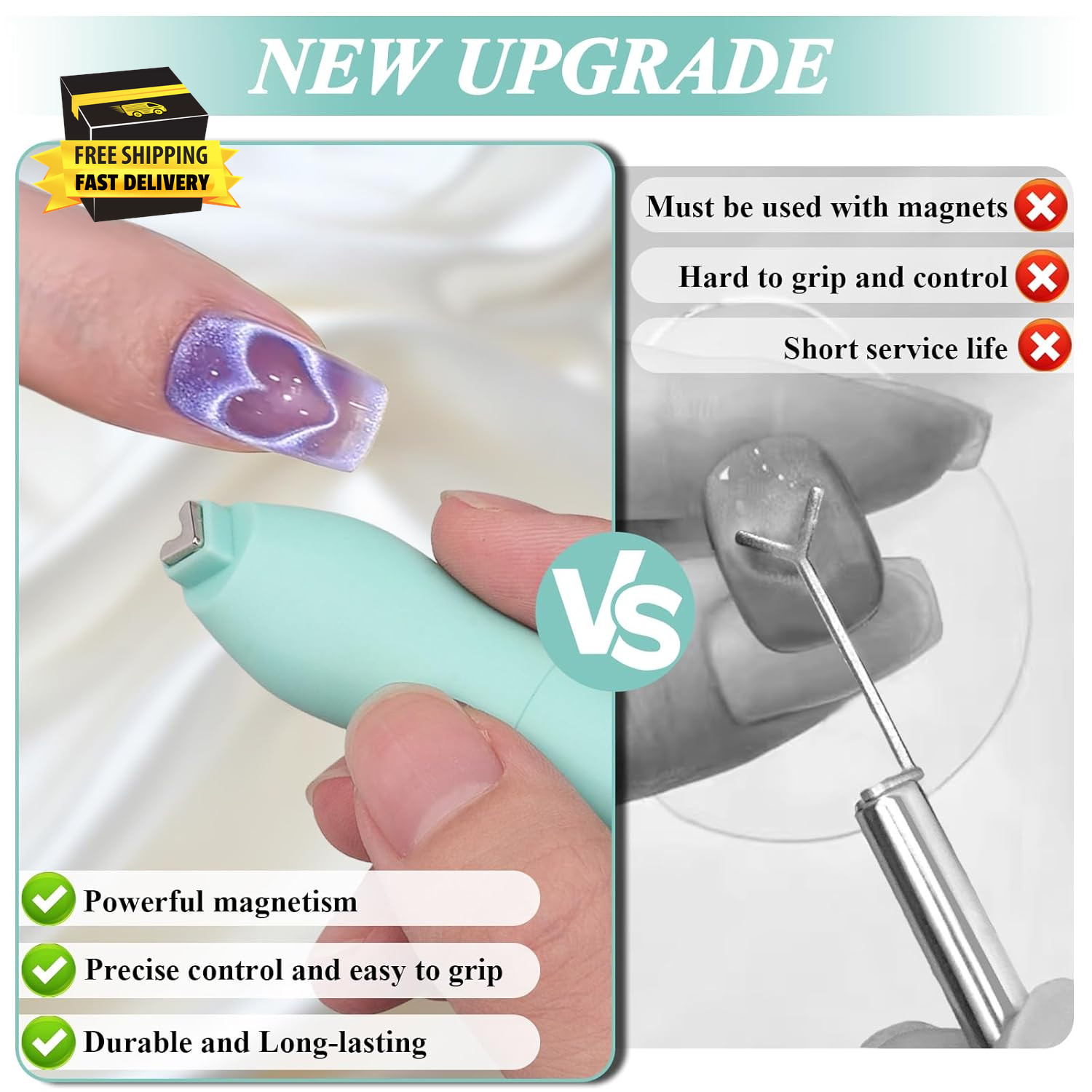 3 in 1 Heart Magnet for Cat Eye Gel Polish, Double-Head Flower Design Nail Magne