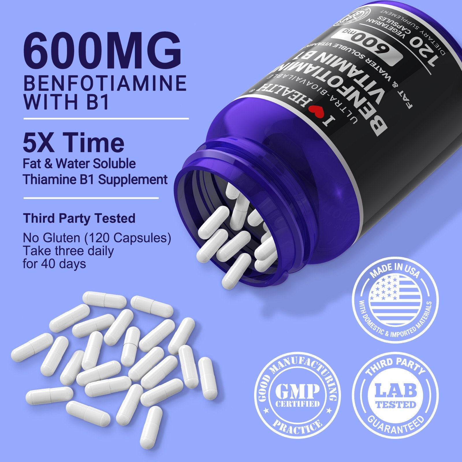360 Capsules Benfotiamine with Vitamin B1 Supplement Local Warehouse Family Gift