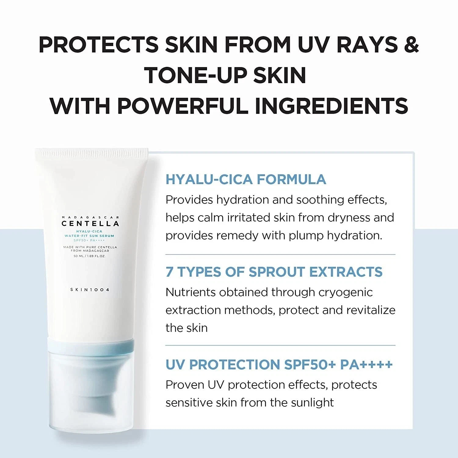 Skin1004 Centella Hyalu-Cica Water-Fit Sun Serum SPF50+ 50ML / 1.69oz No Box