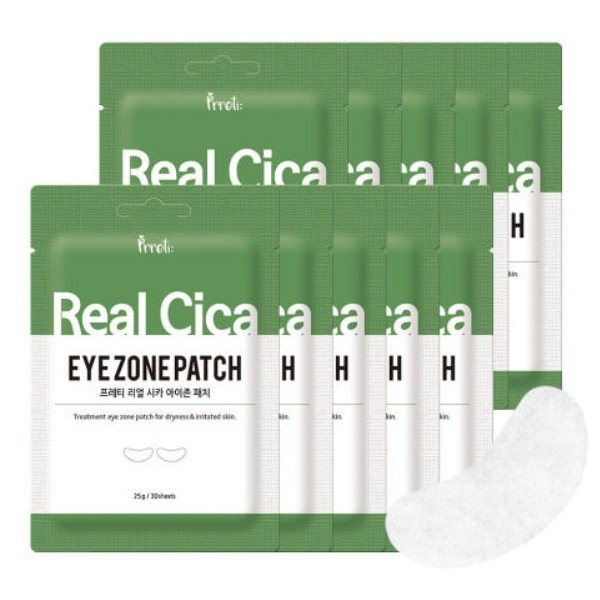 PRRETI Real Cica Eye Zone Patch 30 sheets x 10packs Soothing Eye Mask K-Beauty