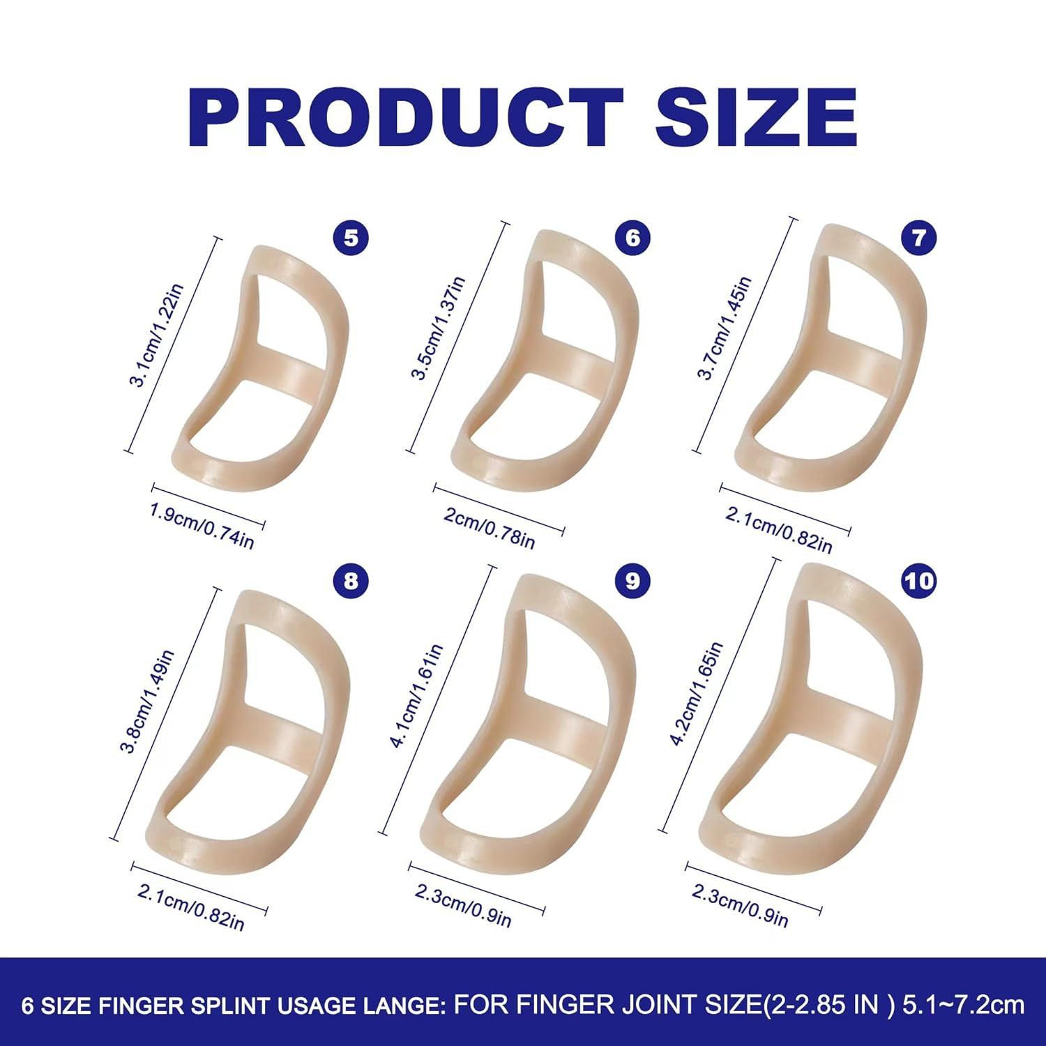 Soft Home 6 Pack Oval Finger Splints Waterproof Finger Splint for Arthritis, Tri