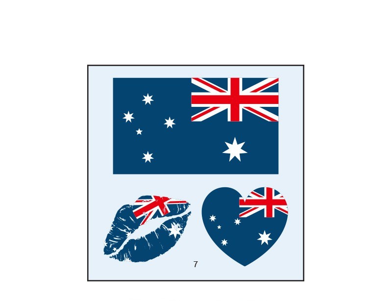 Waterproof National Flag Face Tattoo Stickers 10pc Sweat Resistant Sports Decals