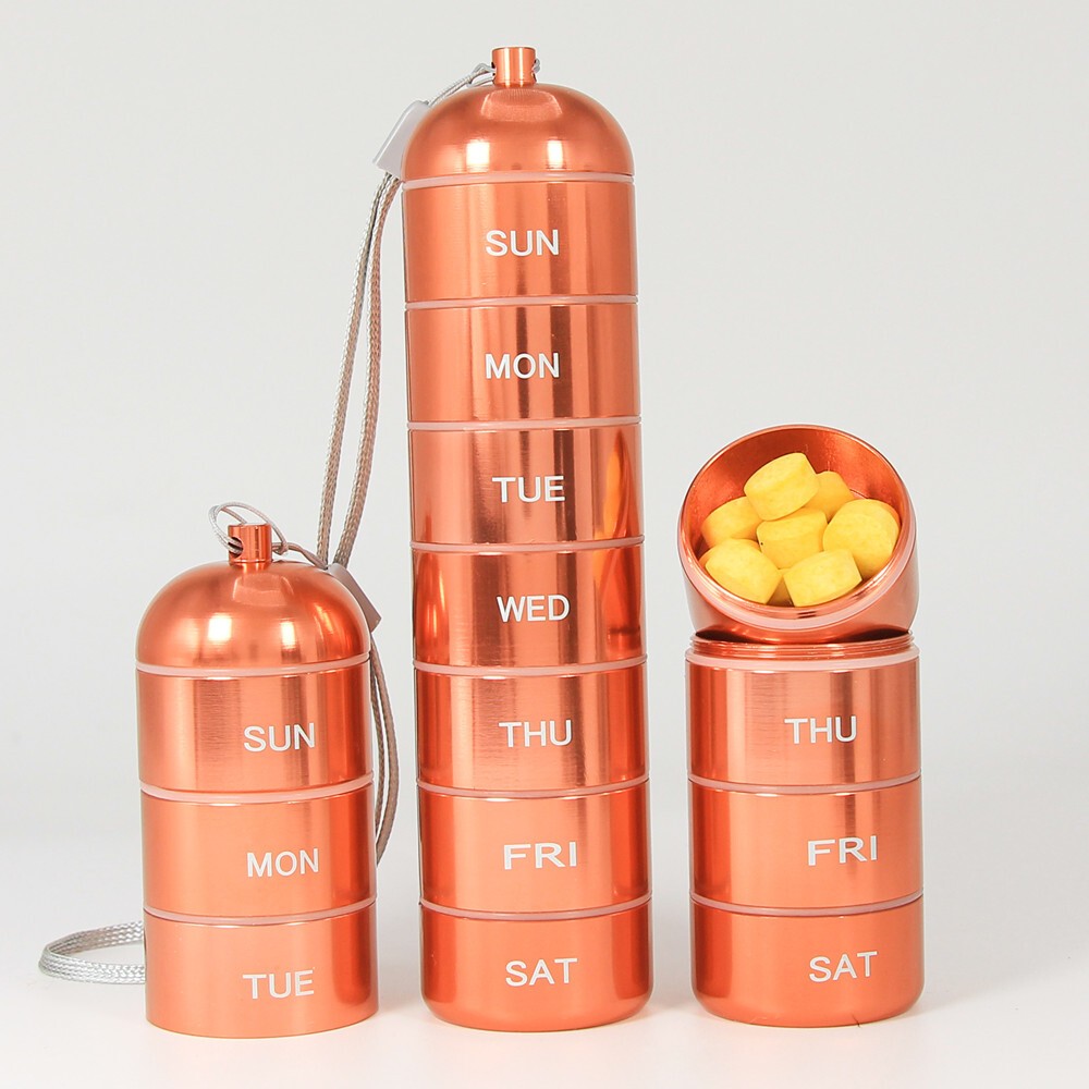 7 Day Travel Pill Organizer Weekly Metal Case Portable Box Container Waterproof