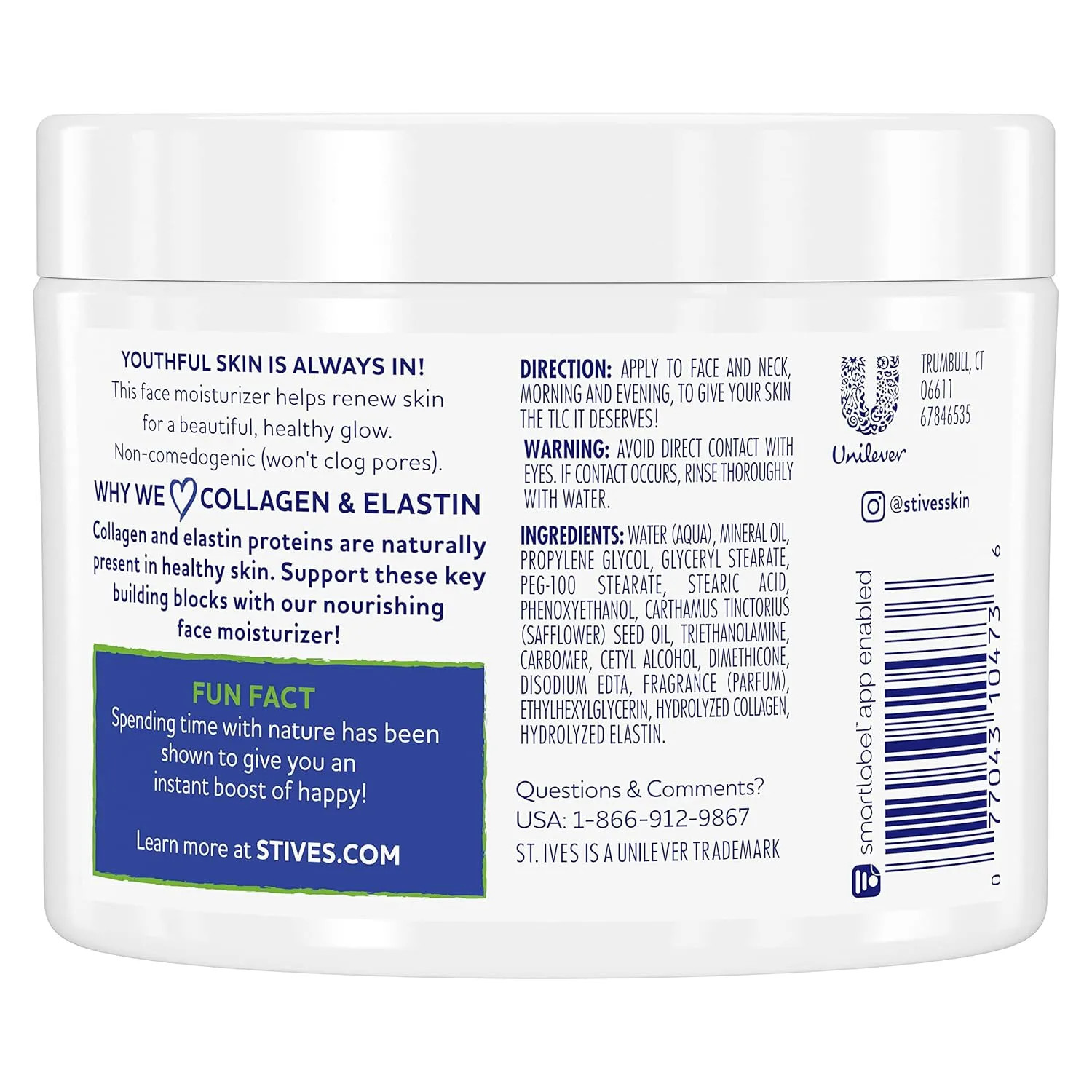 St. Ives Collagen Elastin Renewing Face Moisturizer Cream 10 oz Dry Skin Care
