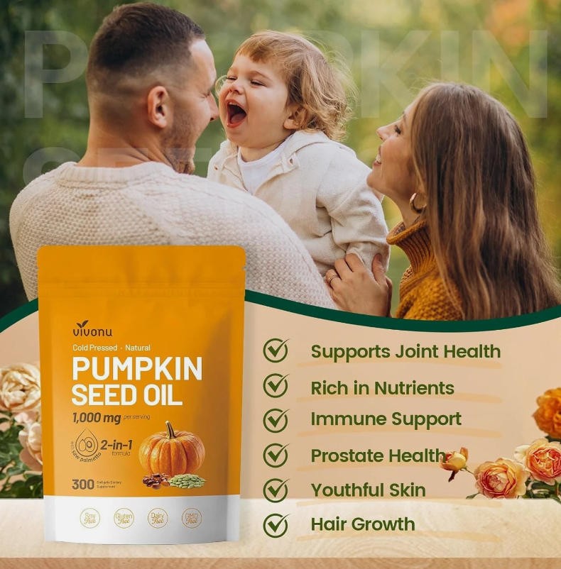 Pumpkin Seed Oil with Palmetto Saw Capsules Hair Care Hair Loss | 300 Softgels