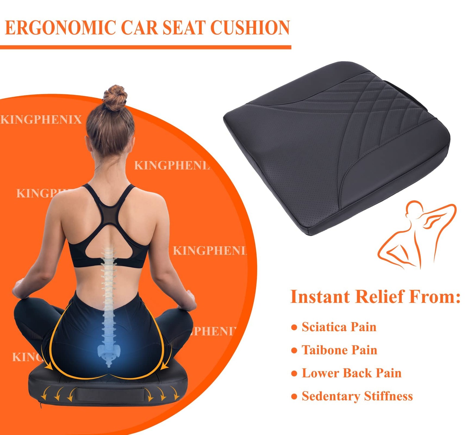 kingphenix Premium Car Seat Cushion, Memory Foam Driver Seat Cushion to Impro…