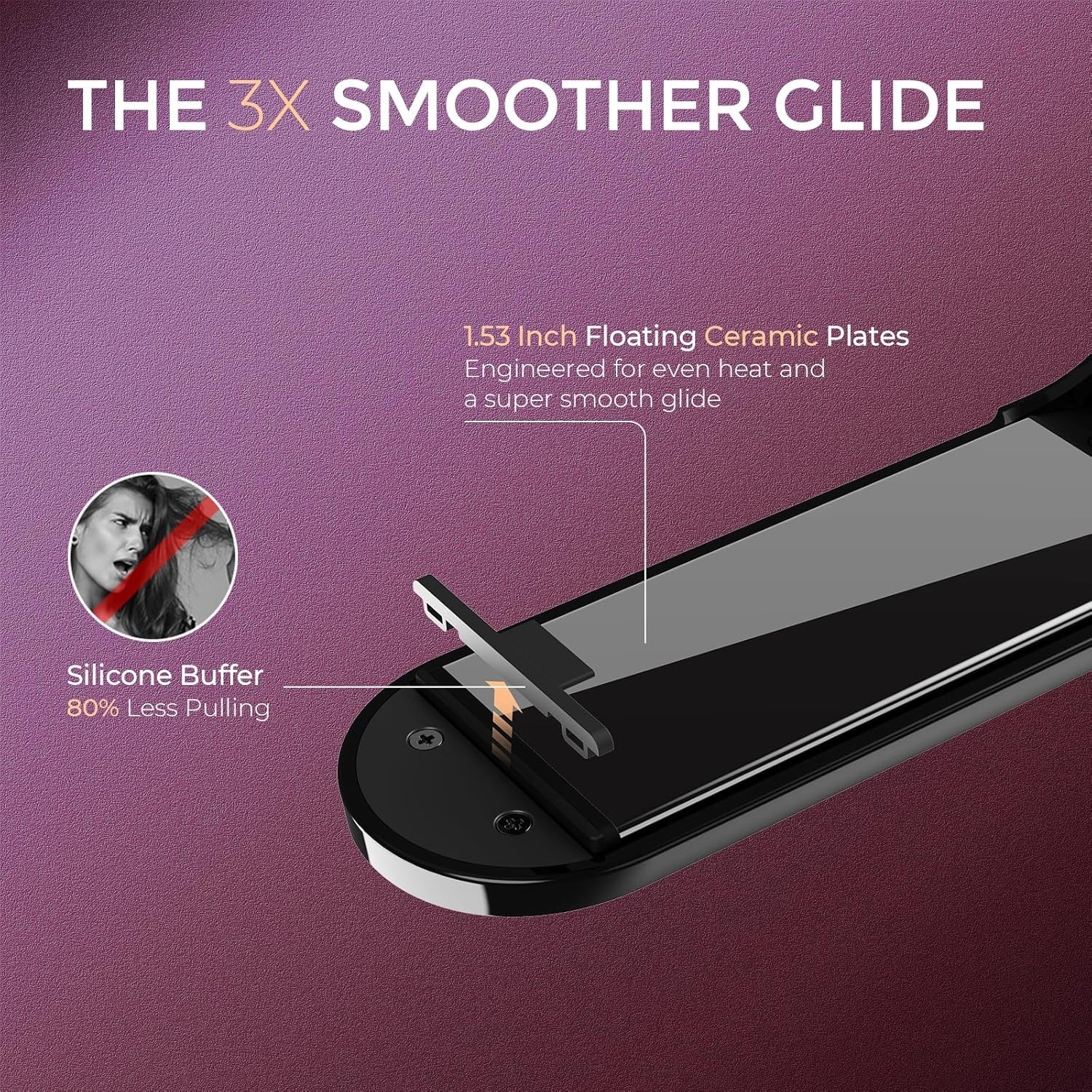 TYMO Flipro Flat Iron Hair Straightener Brush 2 in 1, 200M Ions