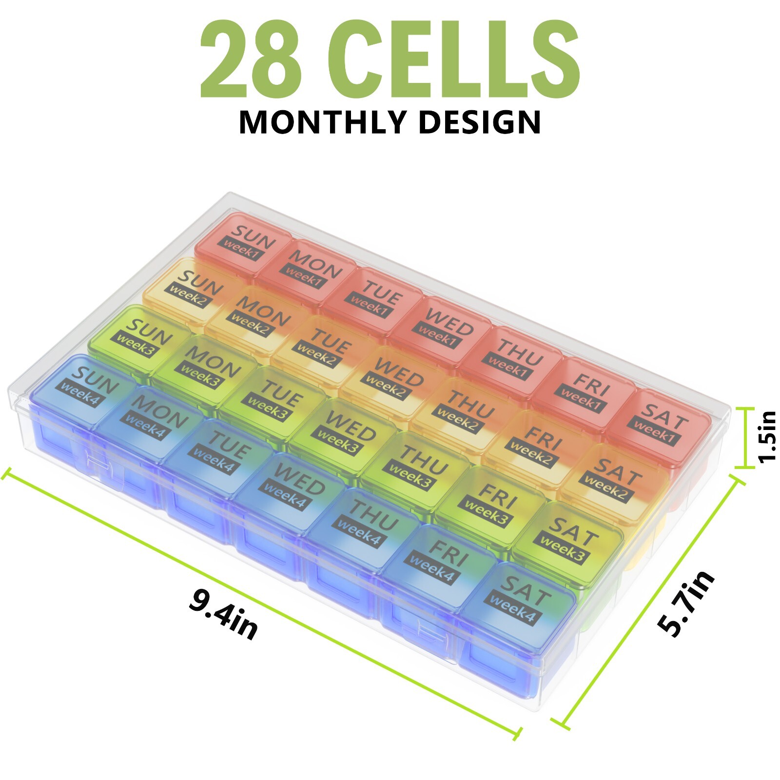 Monthly Pill Organizer 1 Time a Day Pill Box Weekly Dust Proof XL-Large Clear
