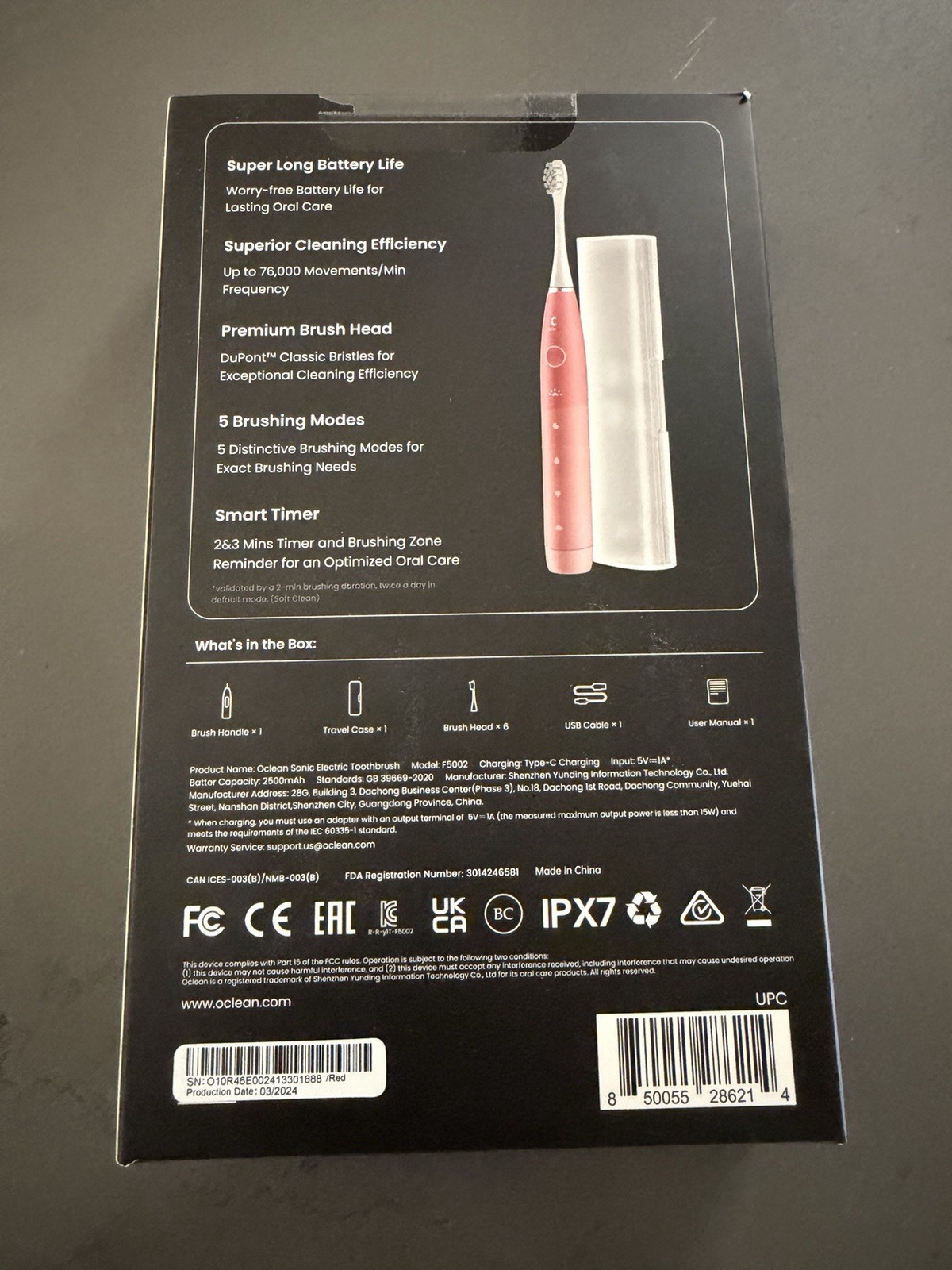 New sealed Oclean Spark Sonic Electric Toothbrush 5 Modes & 6 Brush Heads