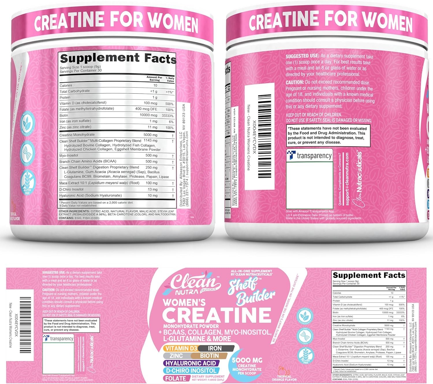 Creatine for Women Powder with BCAA Collagen Biotin