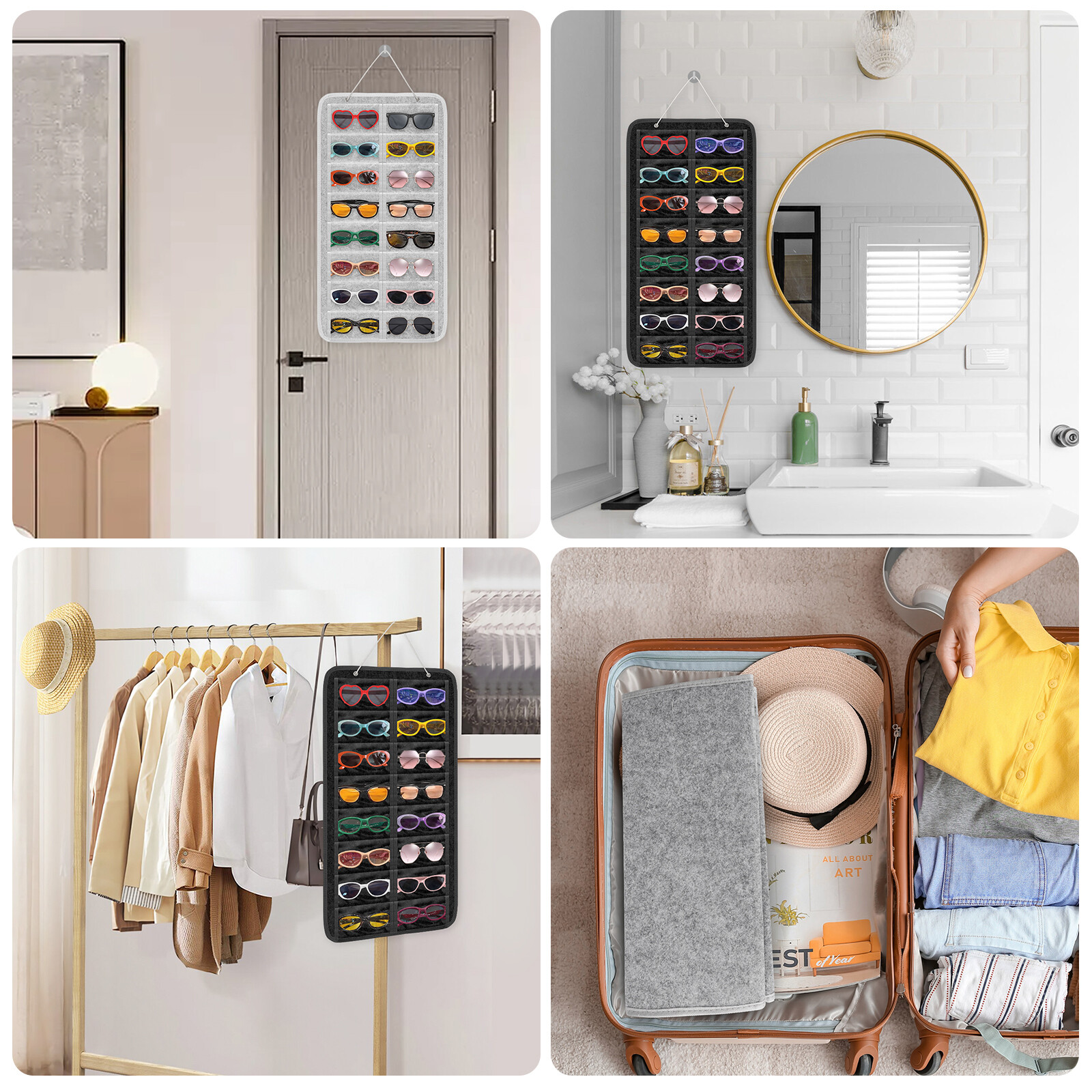 Hanging Eyeglasses Storage Bag Sunglasses Organizer Wall Stand Glasses Holder