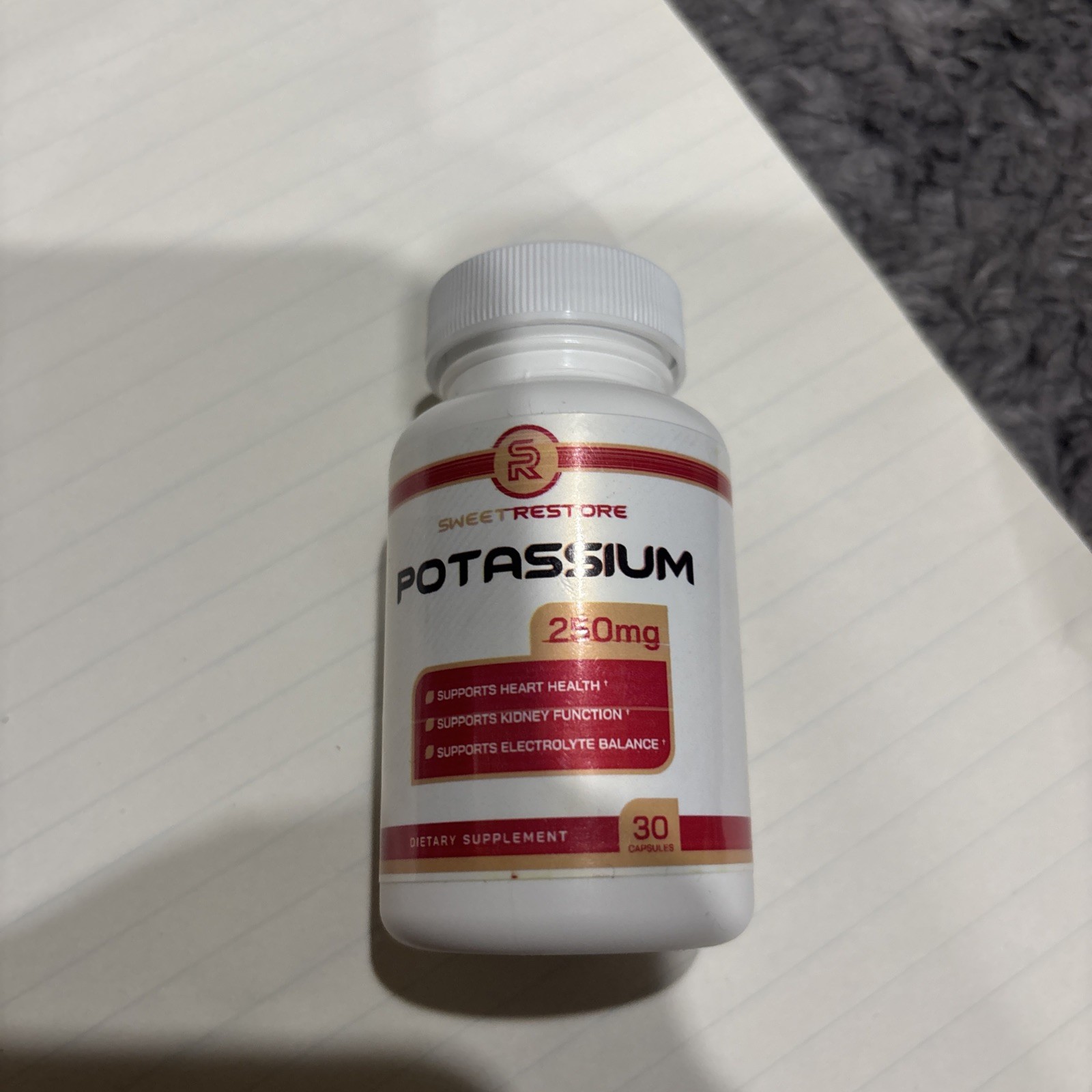 Sweet Restore Potassium 250 Mg 30 Count Dietary Supplement Sealed Exp 3/28