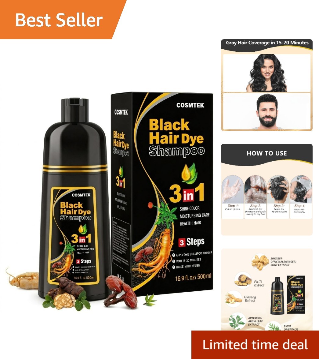 Semi-Permanent Black Hair Color Shampoo – Effortless Gray Hair Coverage for All