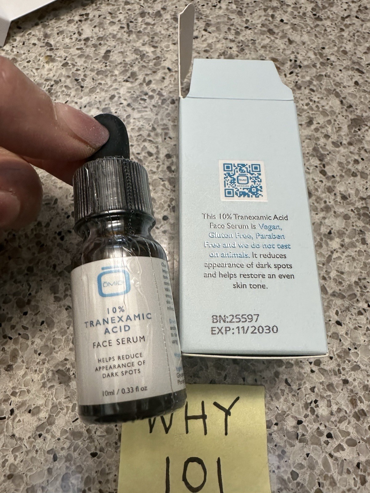 Omic Skincare 10% Tranexamic Acid Face Serum .33oz/10mL EXP 11/2030 TRAVEL SZ