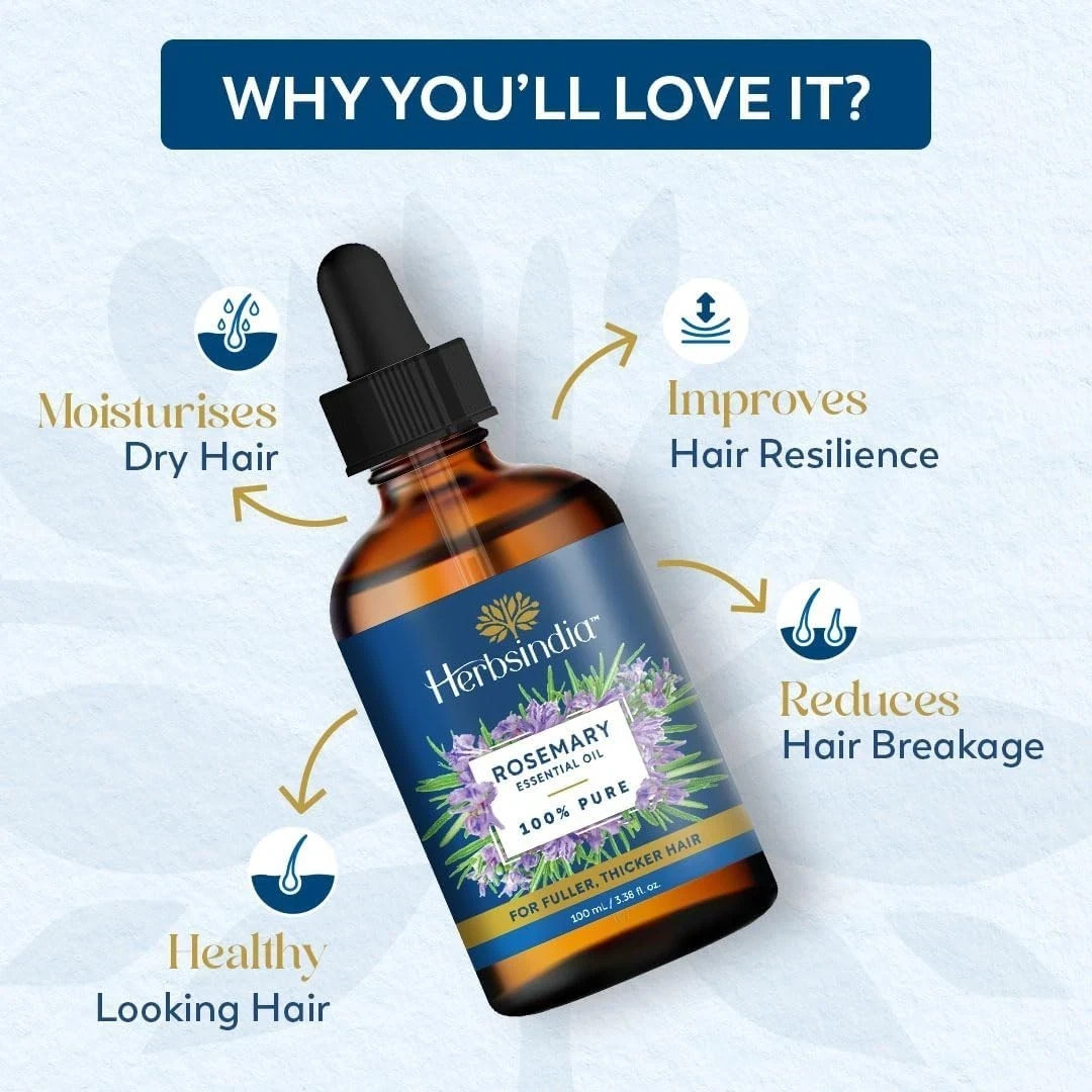 Organic Rosemary Essential Oil for Hair Growth, 100% Pure & Natural