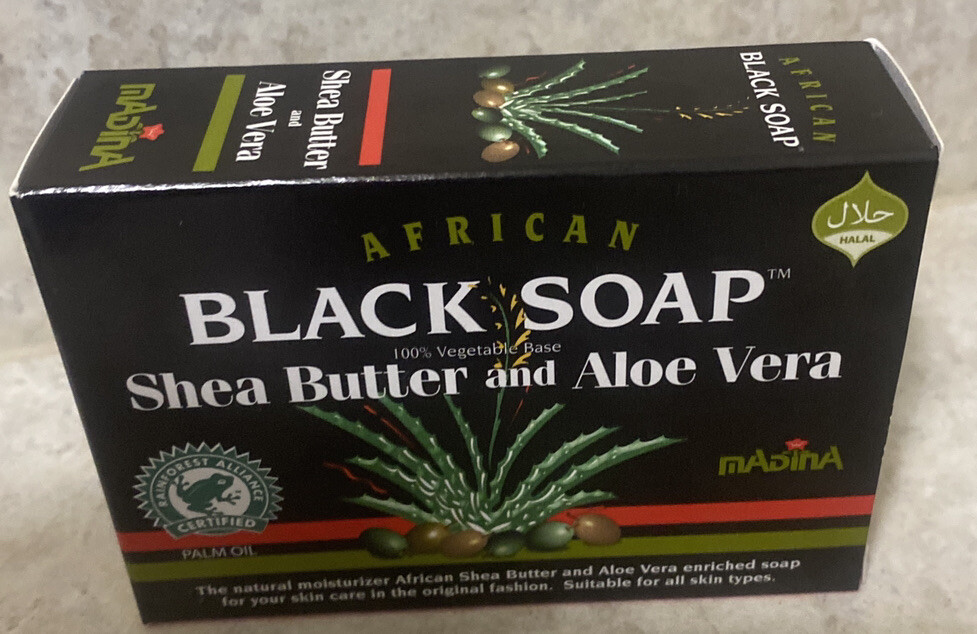 ORIGINAL Madina African BLACK SOAP SHEA BUTTER and ALOE VERA (1 Bar)