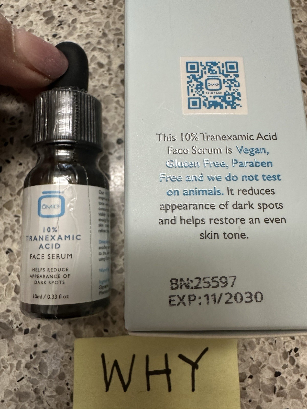 Omic Skincare 10% Tranexamic Acid Face Serum .33oz/10mL EXP 11/2030 TRAVEL SZ
