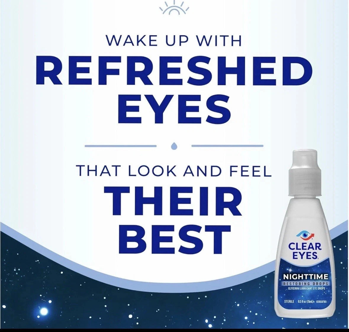 Clear Eyes Nighttime Restoring Eye Drops Nighttime Relief Dry Eye 0.5 Fl Oz 5/26