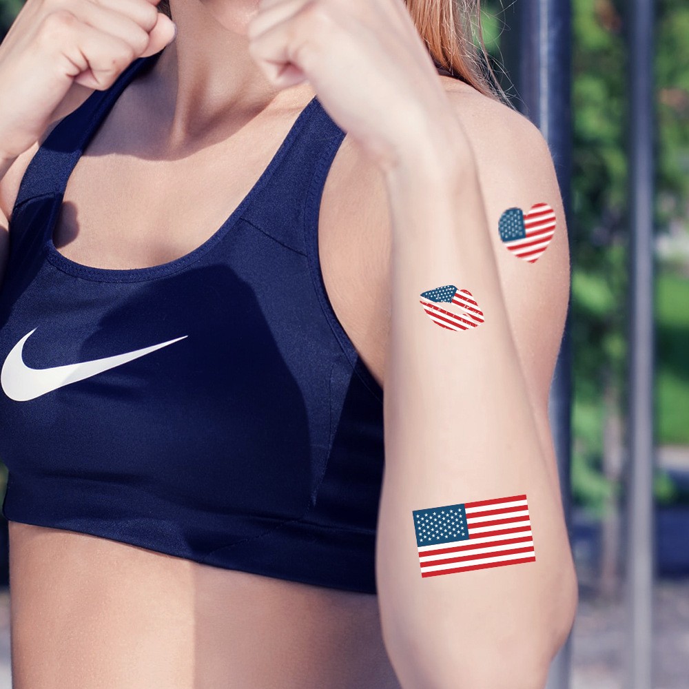 Waterproof National Flag Face Tattoo Stickers 10pc Sweat Resistant Sports Decals