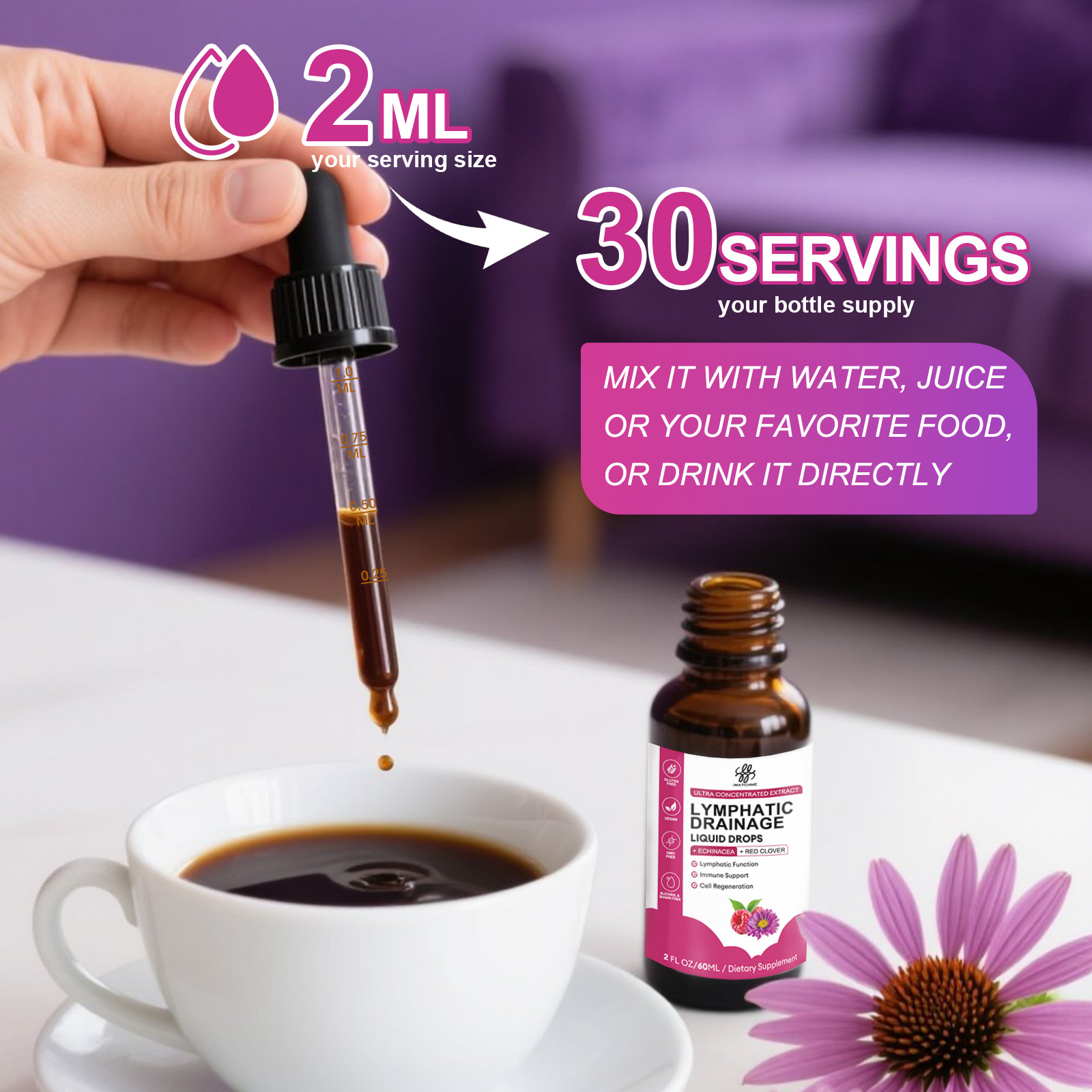Lymphatic Drainage Drops – 11 In 1 Organic Lymphatic Drainage Supplement 60ML