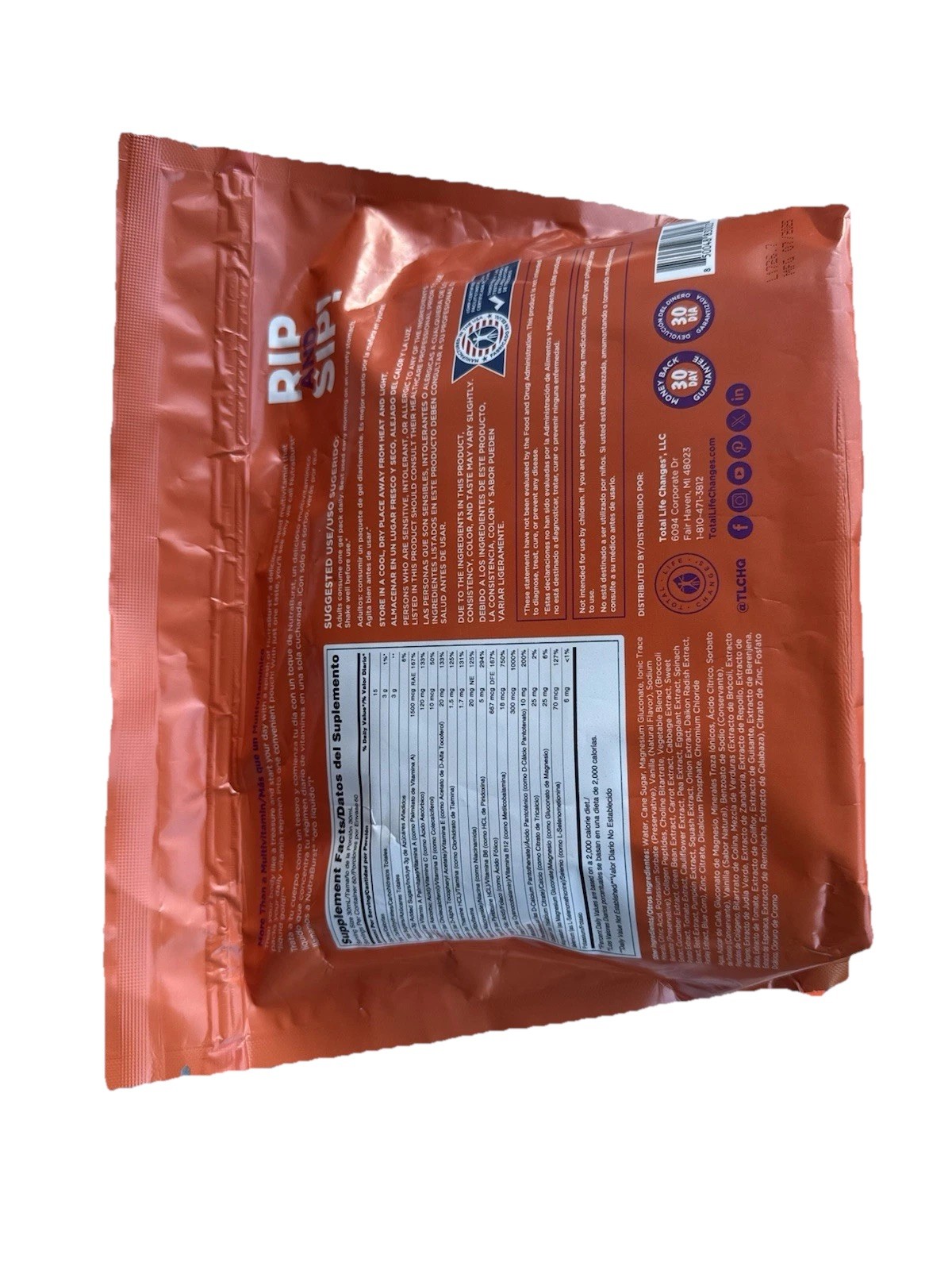 TLC, NutraBurst Rip & Sip – 30 Sachets Liquid Multivitamin