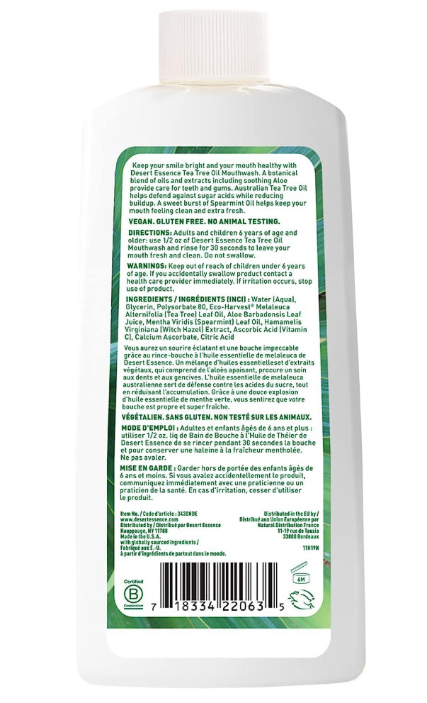 Desert Essence Tea Tree Oil Mouthwash Spearmint
